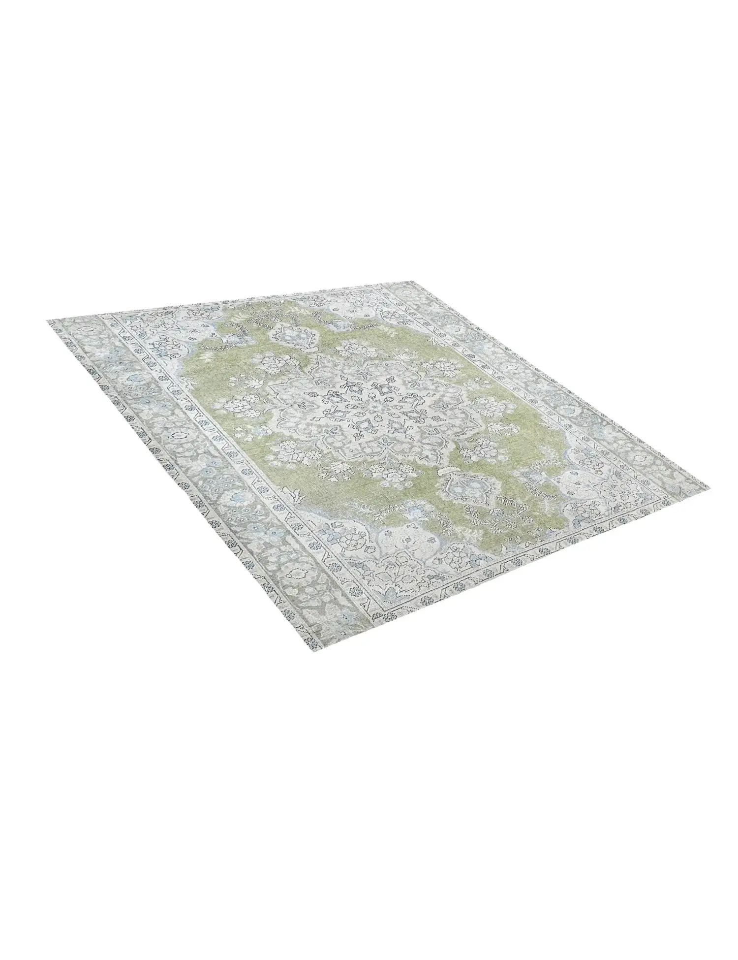 Grün Persien Persischer Vintage Teppich 199 x 199 cm - Einzigartiger handgefertigter Teppich