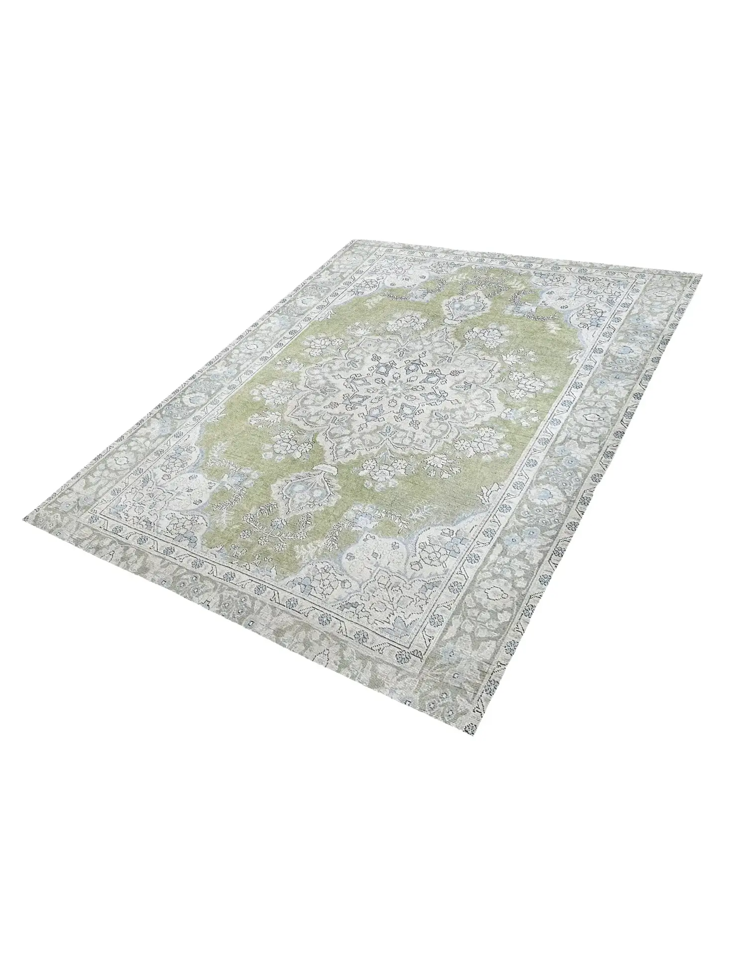 Grün Persien Persischer Vintage Teppich 250 x 199 cm - Einzigartiger handgefertigter Teppich