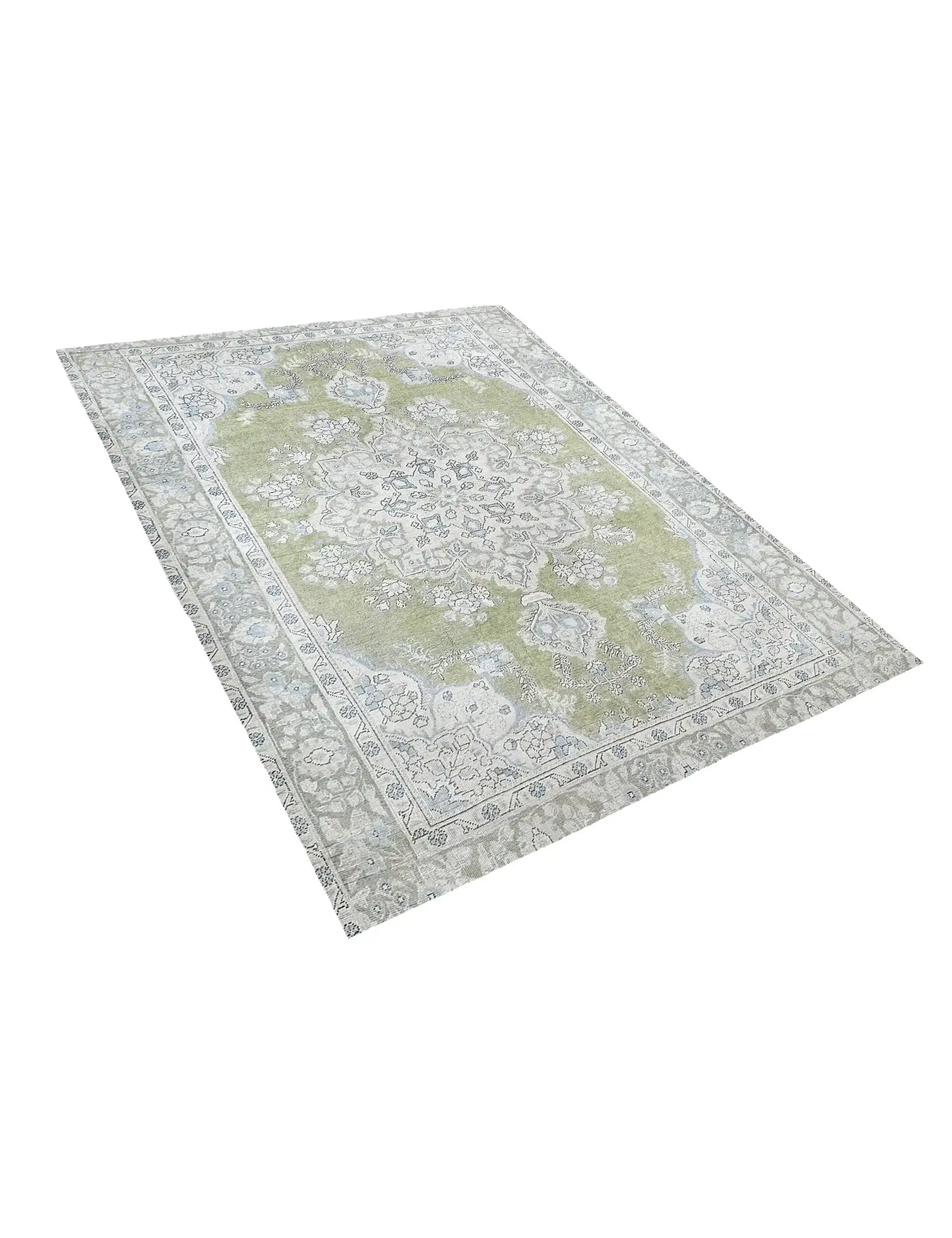 Grün Persien Persischer Vintage Teppich 250 x 199 cm - Einzigartiger handgefertigter Teppich