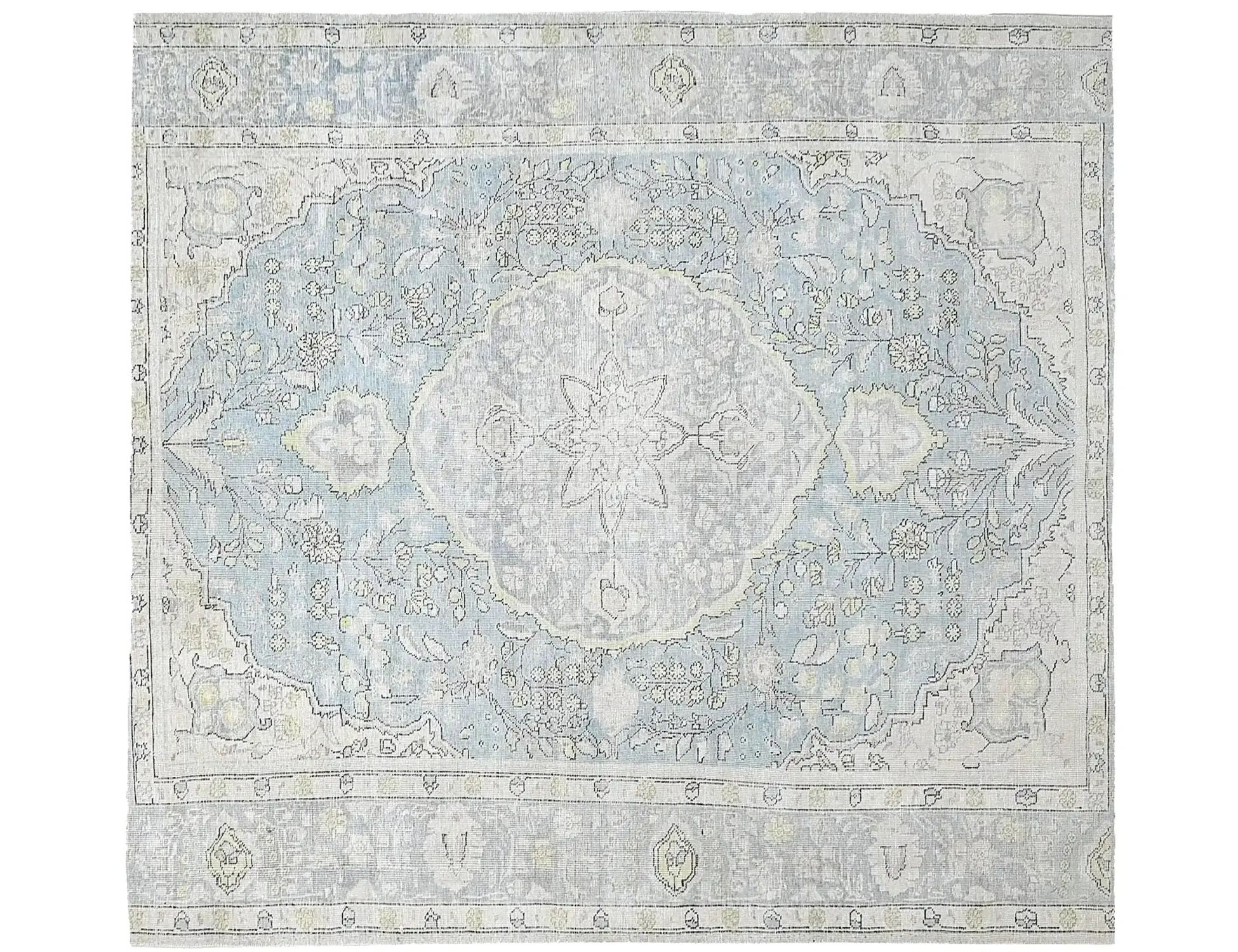 Blau Persien Persischer Vintage Teppich 196 x 196 cm - Einzigartiger handgefertigter Teppich