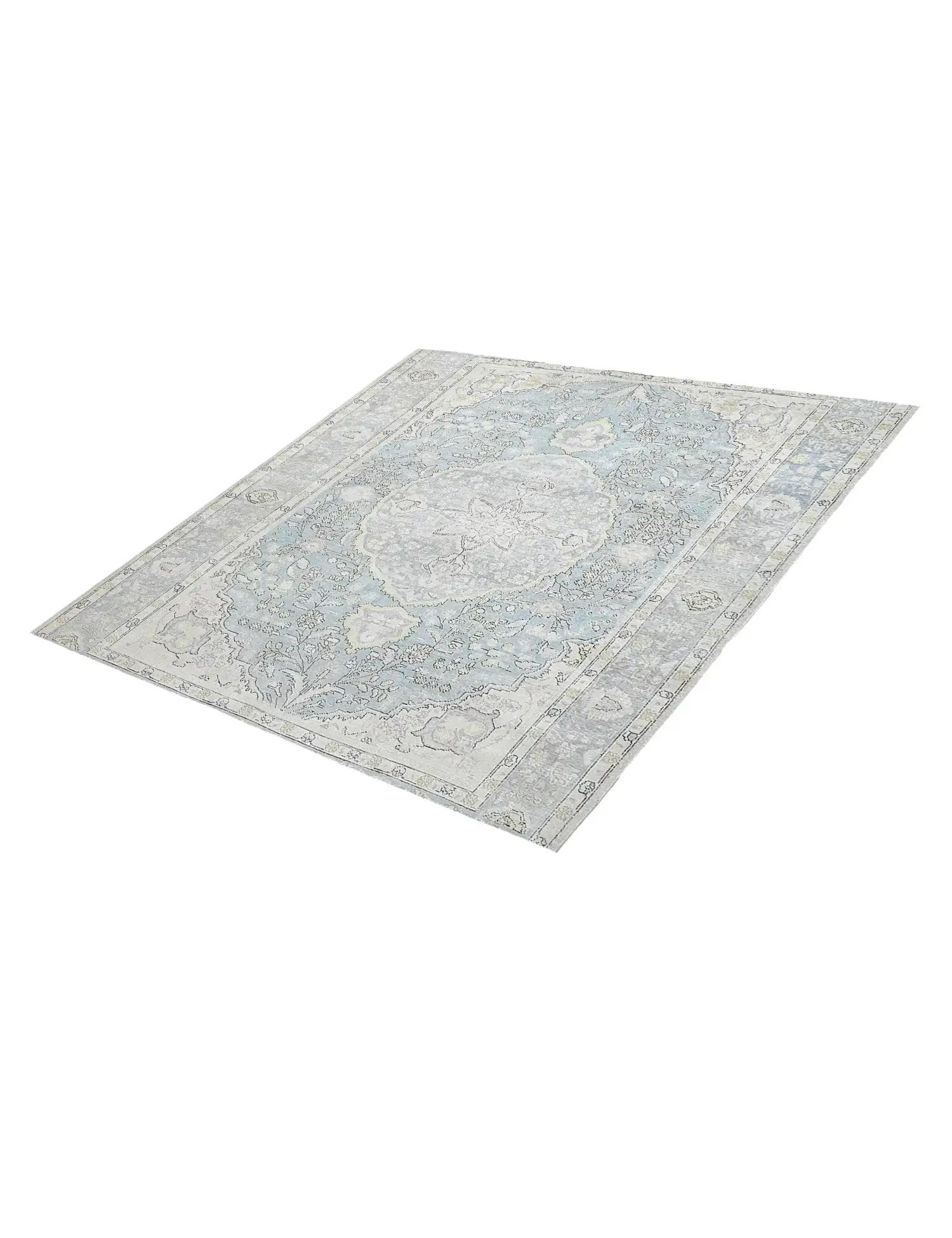 Blau Persien Persischer Vintage Teppich 196 x 196 cm - Einzigartiger handgefertigter Teppich