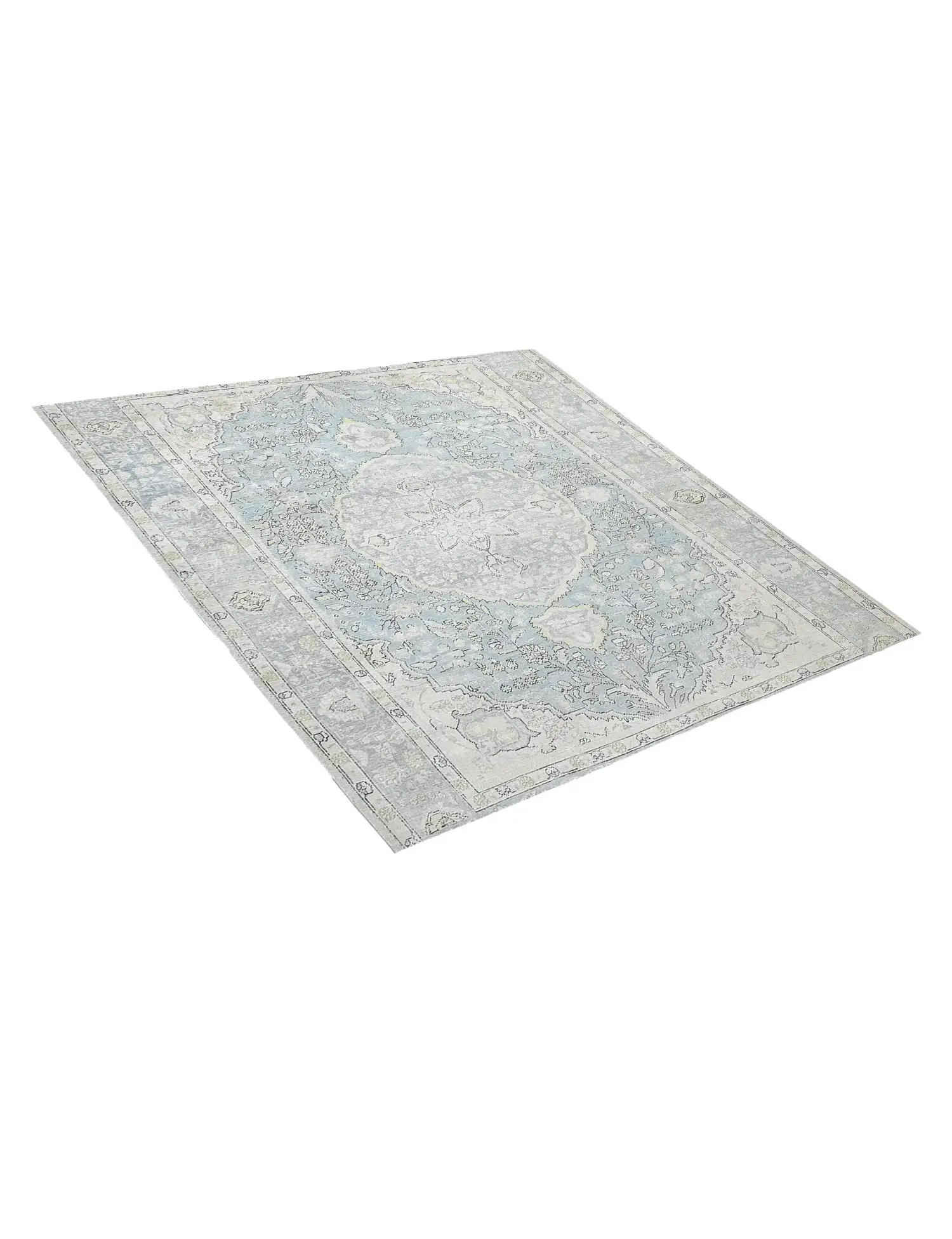 Blau Persien Persischer Vintage Teppich 196 x 196 cm - Einzigartiger handgefertigter Teppich