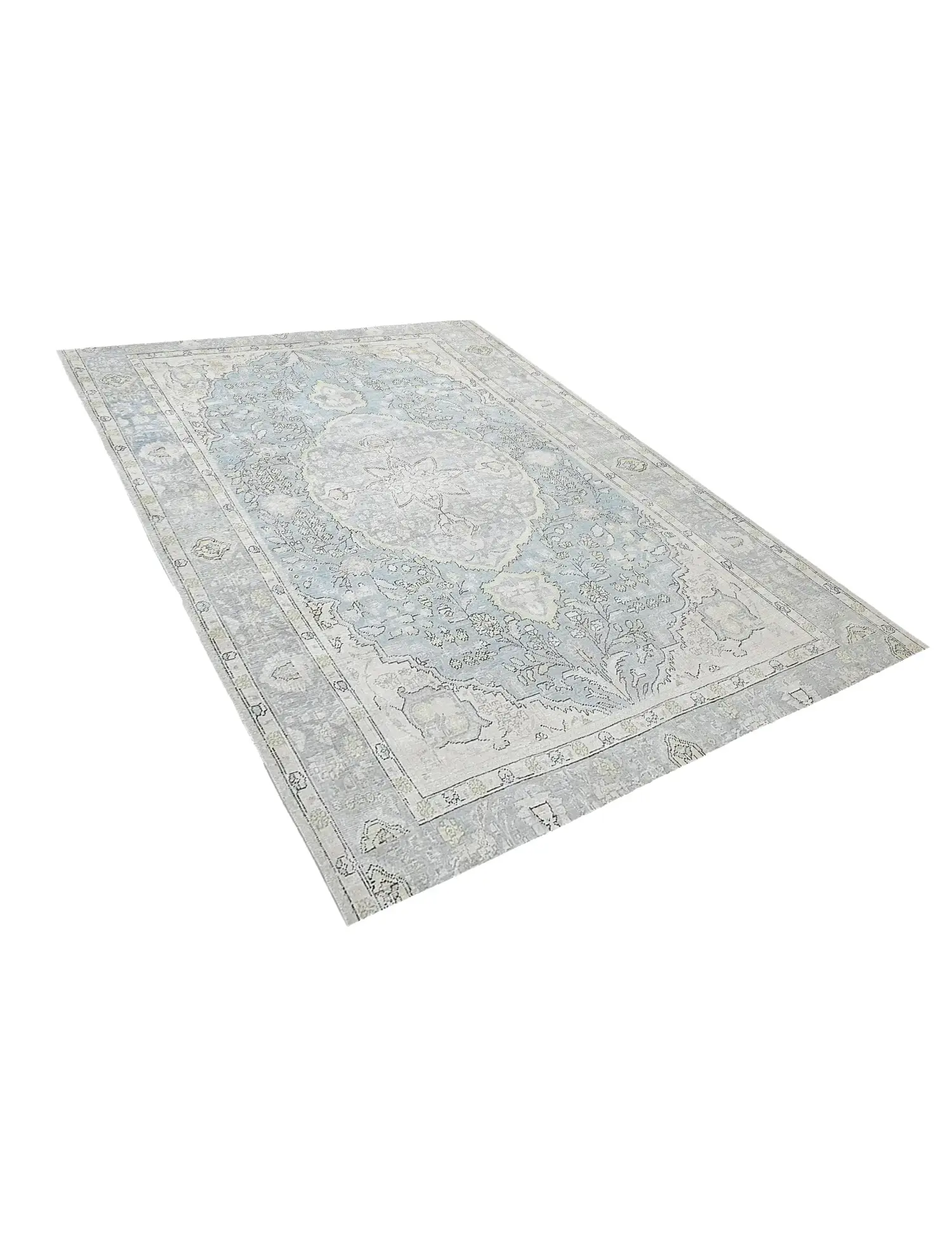 Blau Persien Persischer Vintage Teppich 250 x 196 cm - Einzigartiger handgefertigter Teppich