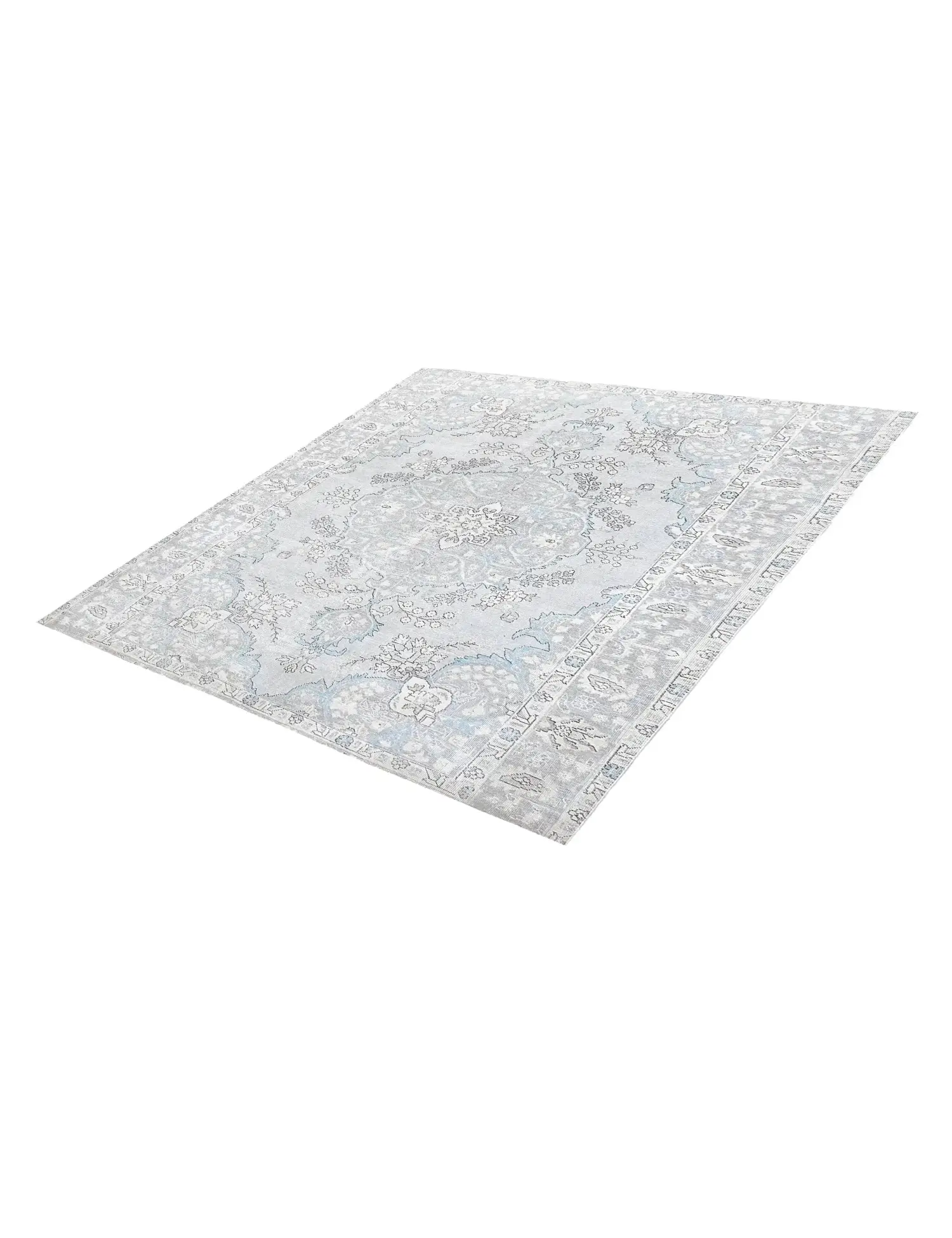 Grau Persien Persischer Vintage Teppich 201 x 201 cm - Einzigartiger handgefertigter Teppich