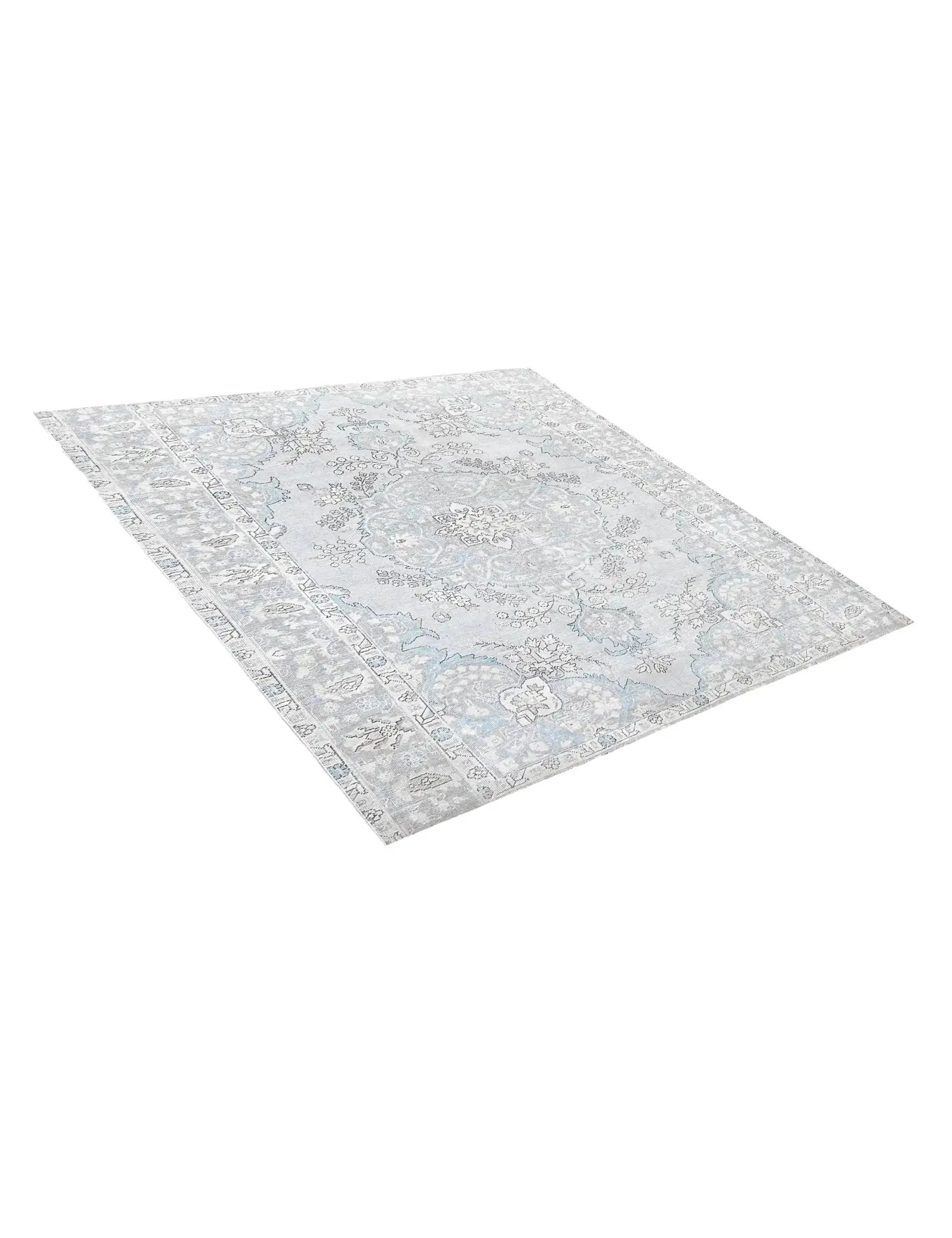 Grau Persien Persischer Vintage Teppich 201 x 201 cm - Einzigartiger handgefertigter Teppich