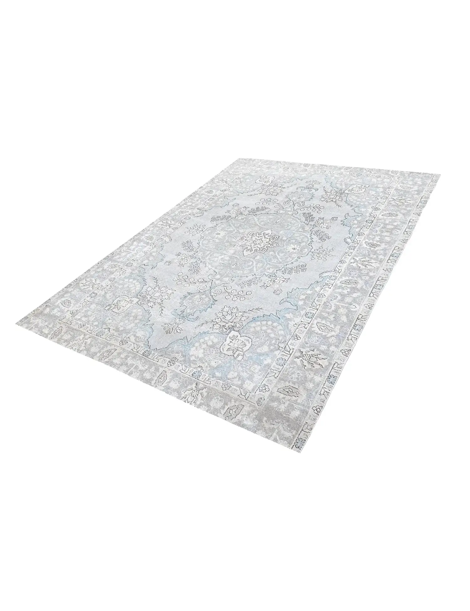 Grau Persien Persischer Vintage Teppich 250 x 201 cm - Einzigartiger handgefertigter Teppich