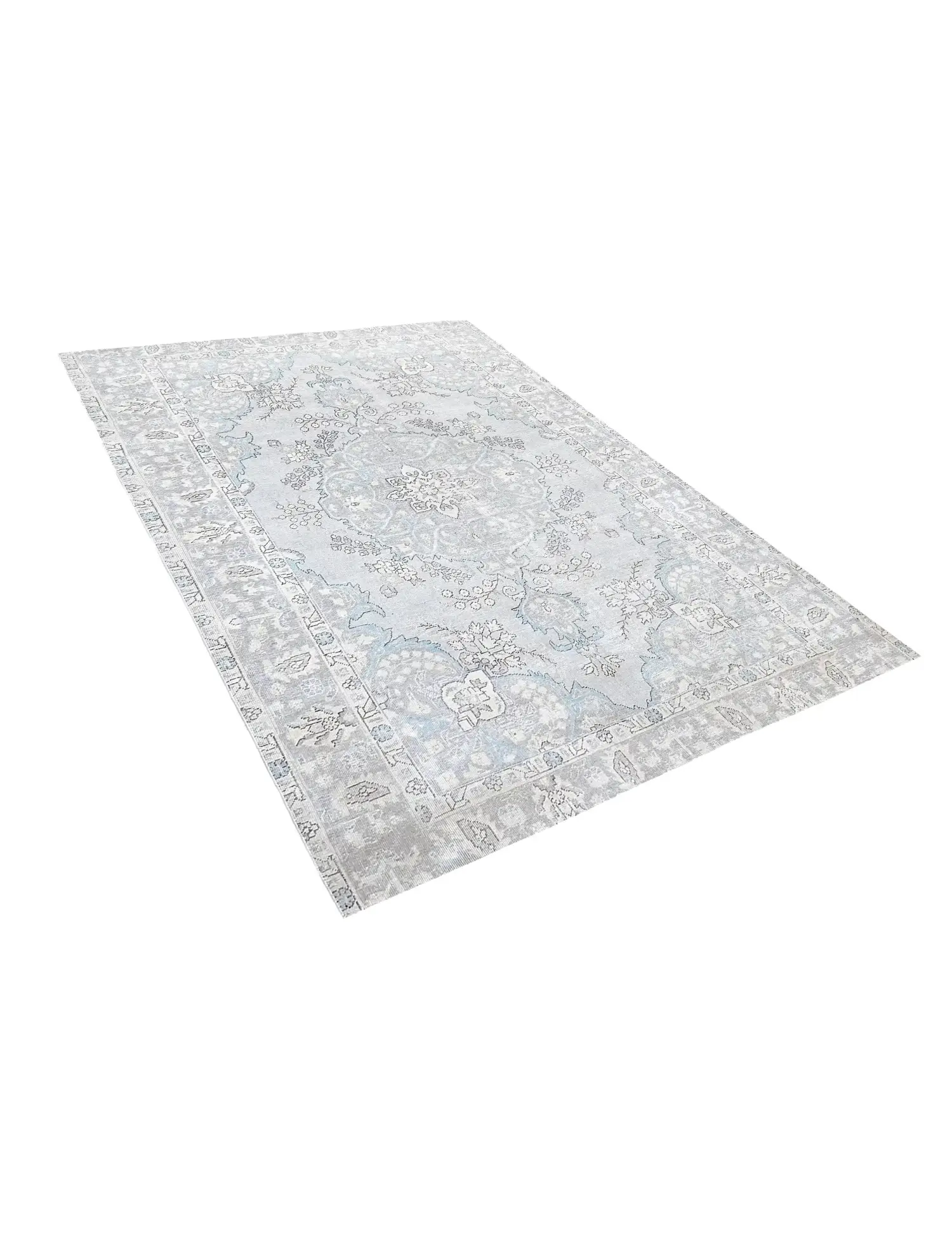 Grau Persien Persischer Vintage Teppich 250 x 201 cm - Einzigartiger handgefertigter Teppich