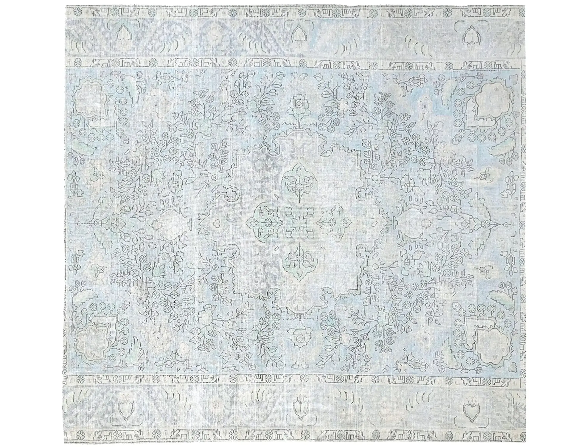 Blau Persien Persischer Vintage Teppich 199 x 199 cm - Einzigartiger handgefertigter Teppich