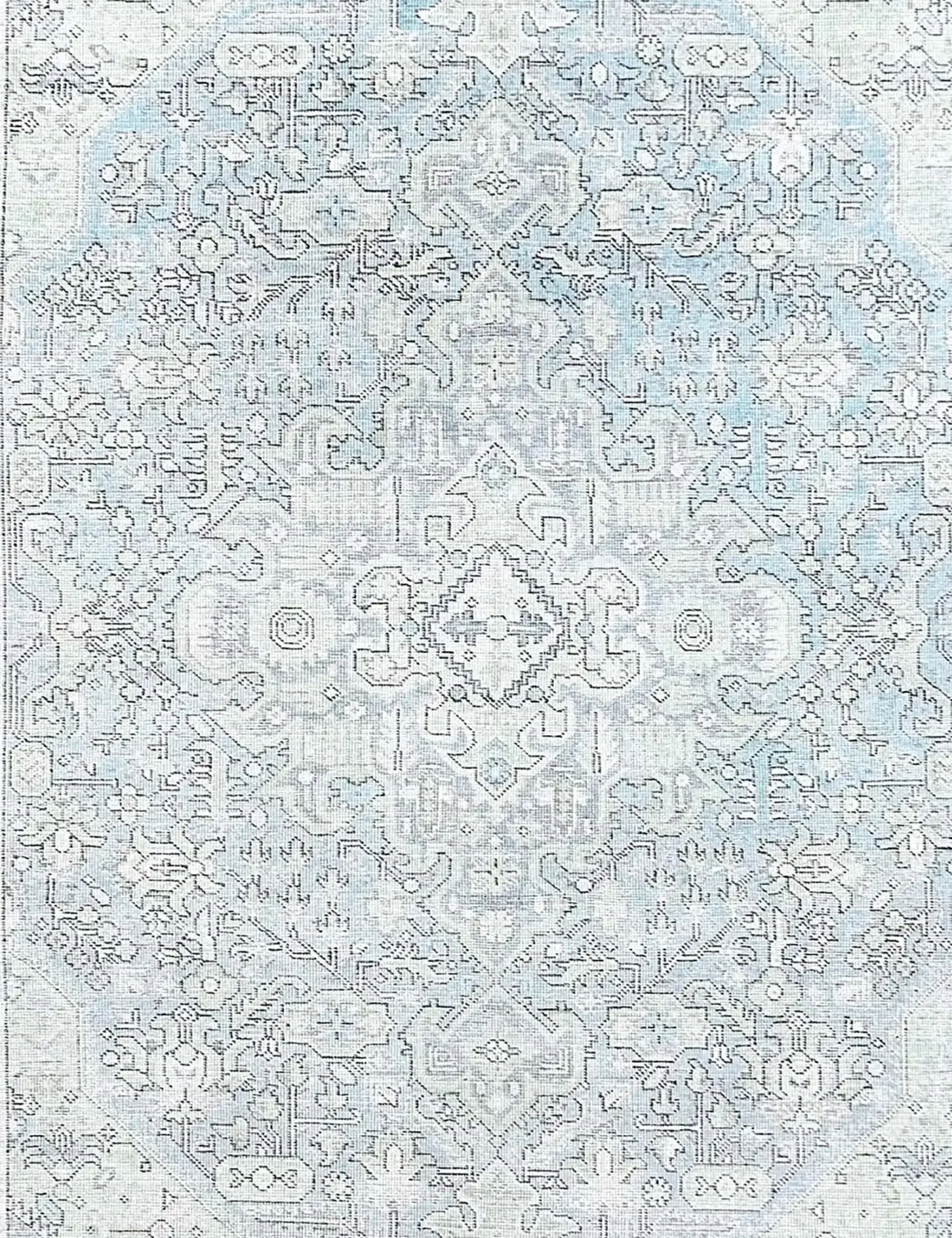 Blau Persien Persischer Vintage Teppich 197 x 197 cm - Einzigartiger handgefertigter Teppich