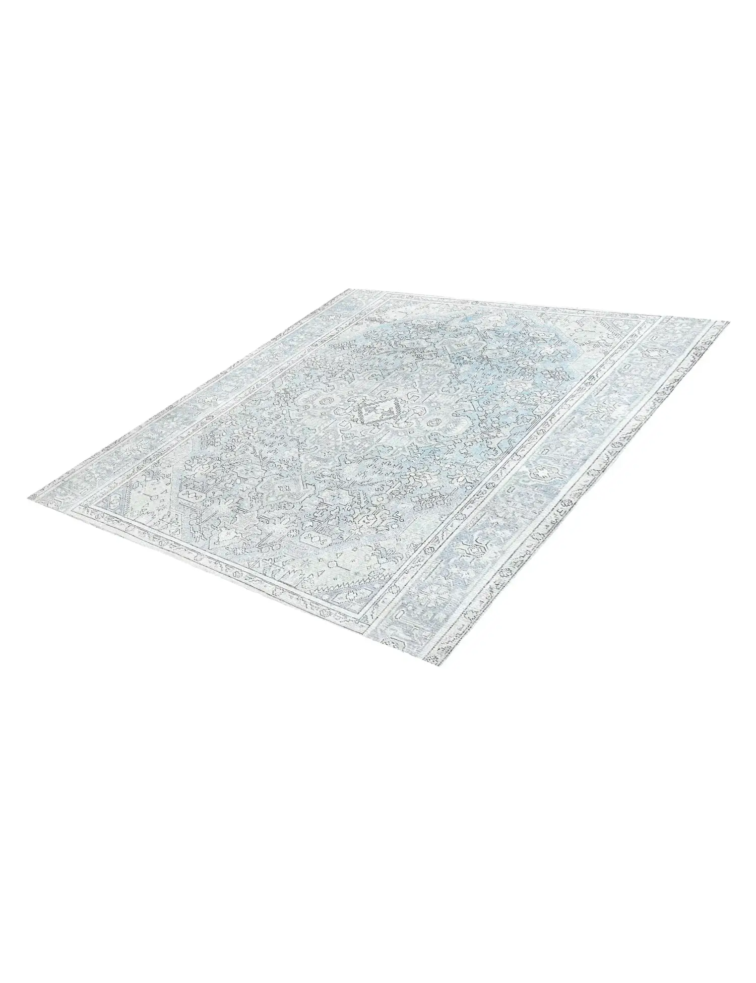 Blau Persien Persischer Vintage Teppich 197 x 197 cm - Einzigartiger handgefertigter Teppich