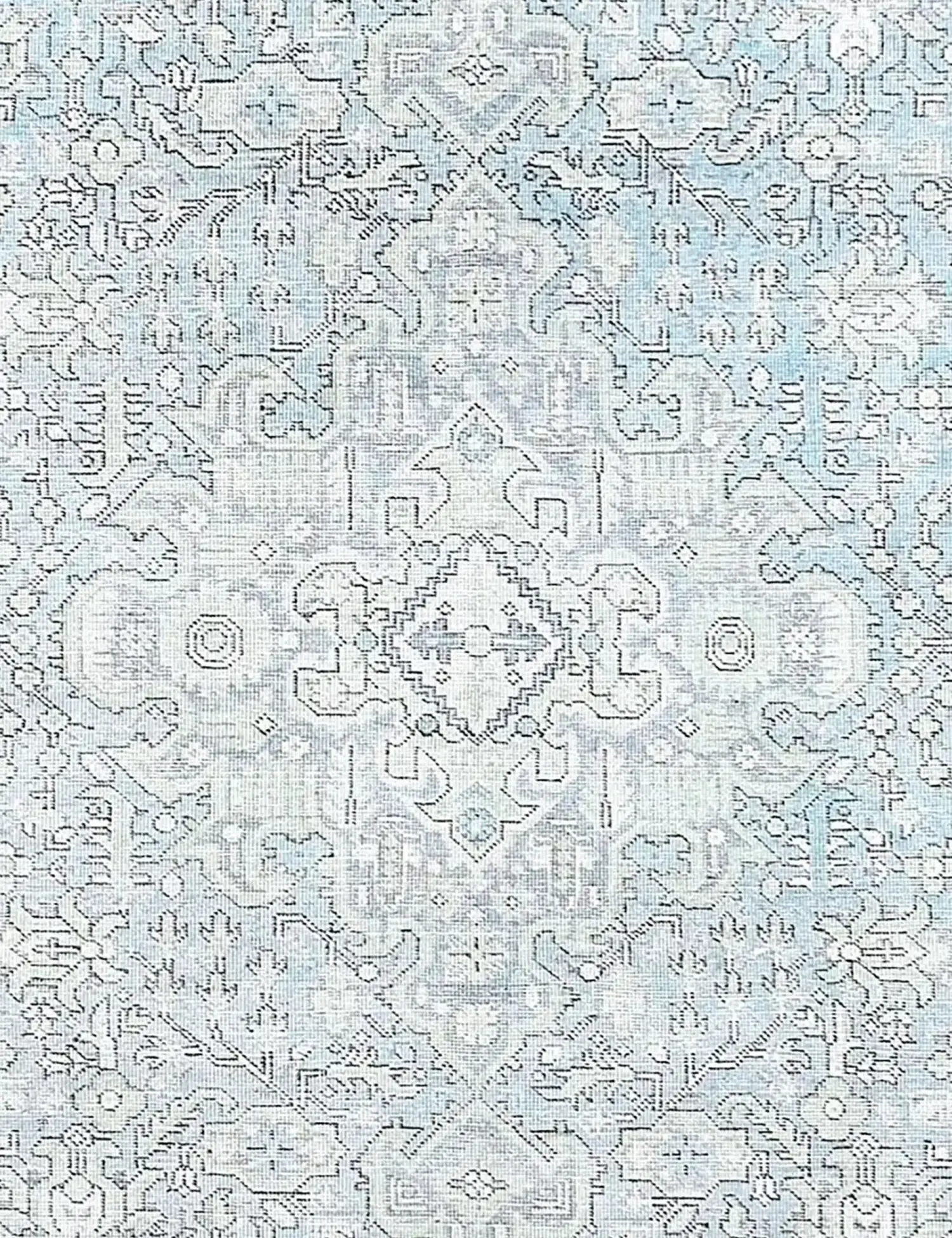 Blau Persien Persischer Vintage Teppich 197 x 197 cm - Einzigartiger handgefertigter Teppich
