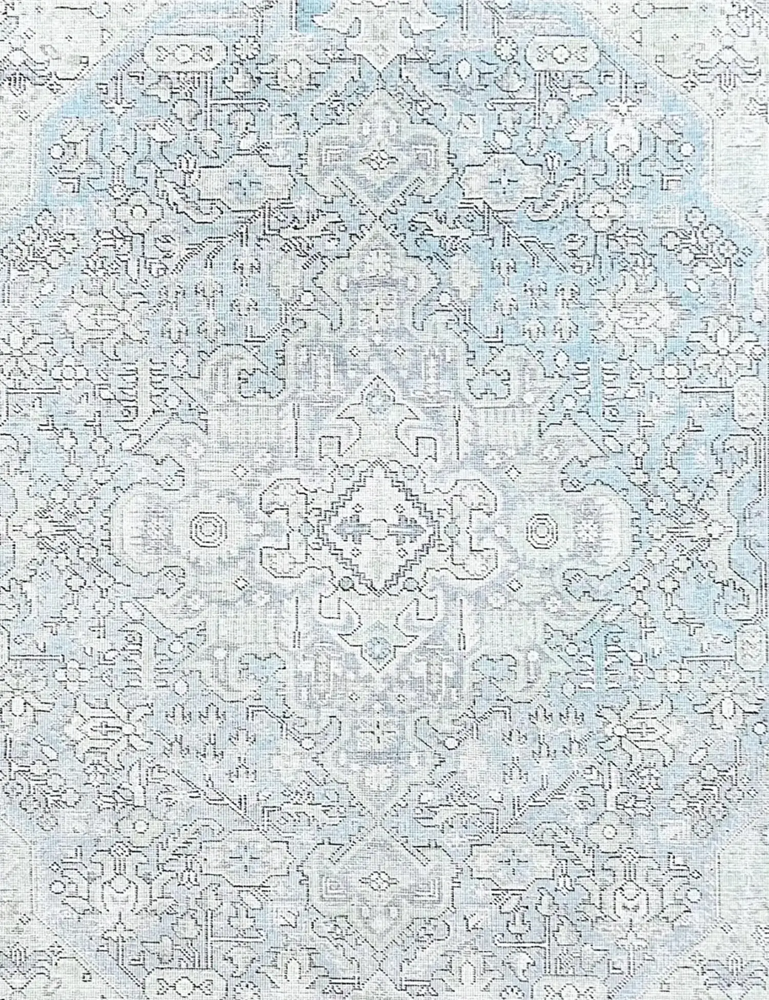 Blau Persien Persischer Vintage Teppich 250 x 197 cm - Einzigartiger handgefertigter Teppich