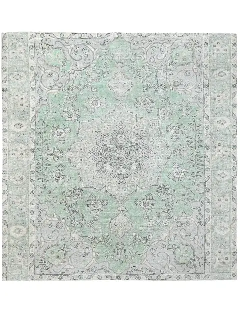 Grønn Persia Persisk vintage teppe 201 x 201 cm