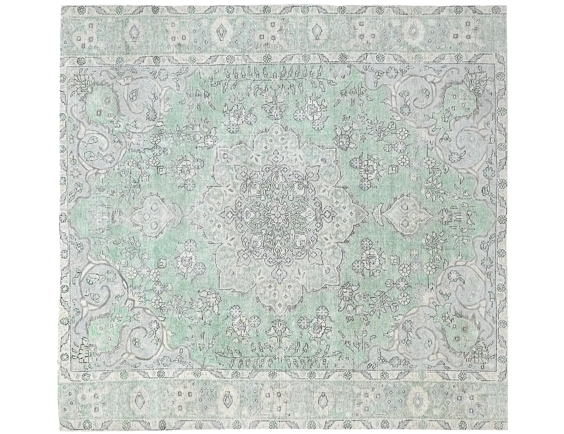 Grün Persien Persischer Vintage Teppich 201 x 201 cm