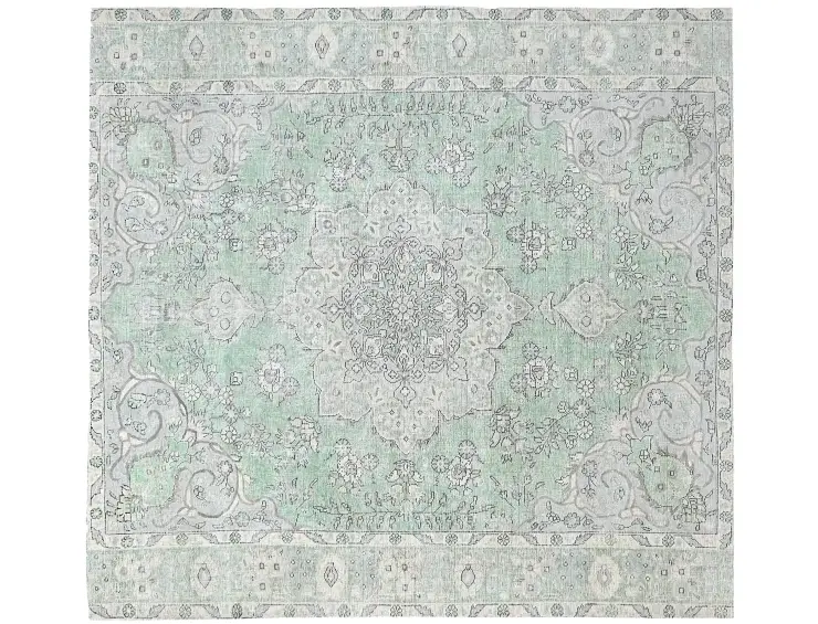 Grün Persien Persischer Vintage Teppich 201 x 201 cm