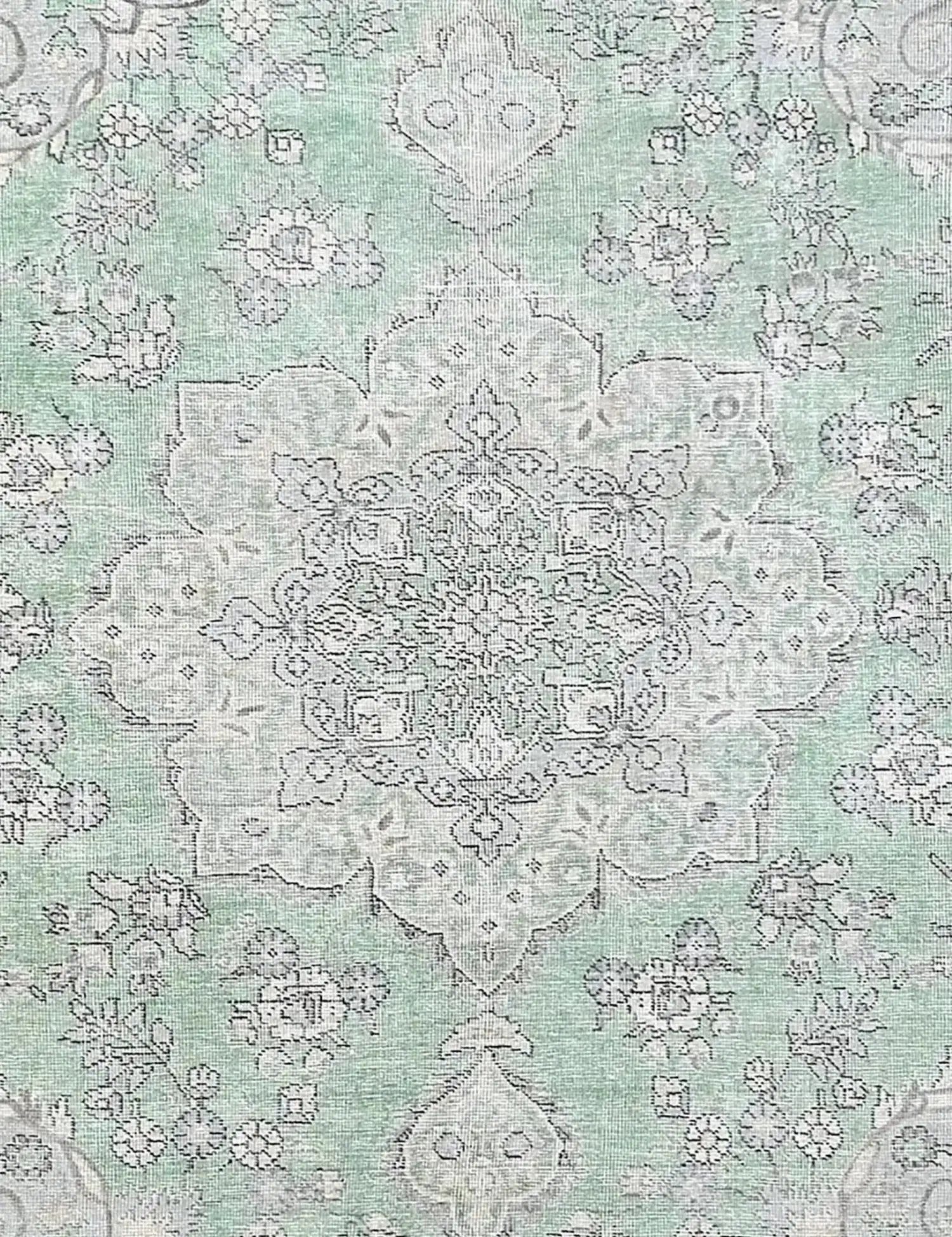 Grün Persien Persischer Vintage Teppich 201 x 201 cm - Einzigartiger handgefertigter Teppich
