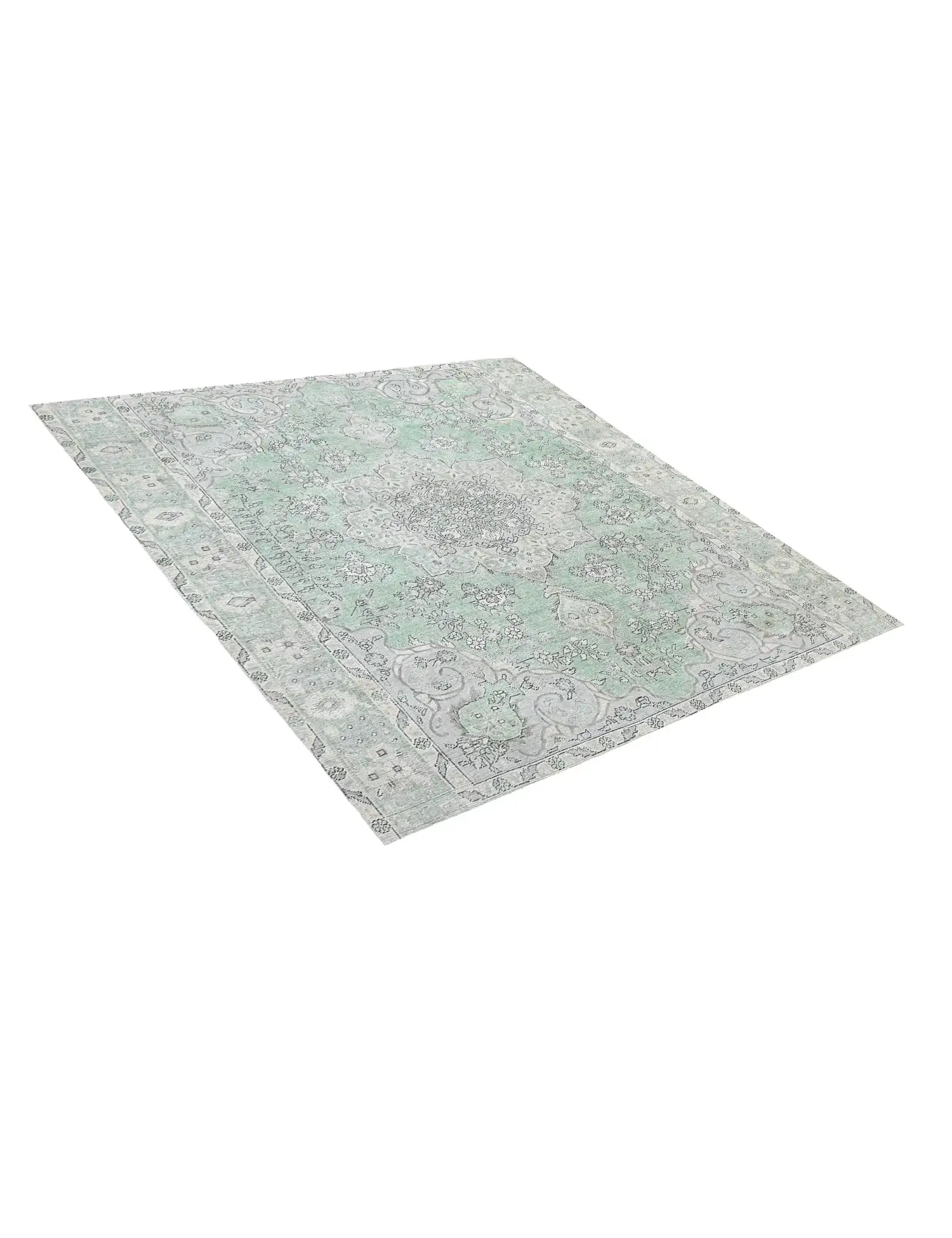 Grün Persien Persischer Vintage Teppich 201 x 201 cm - Einzigartiger handgefertigter Teppich