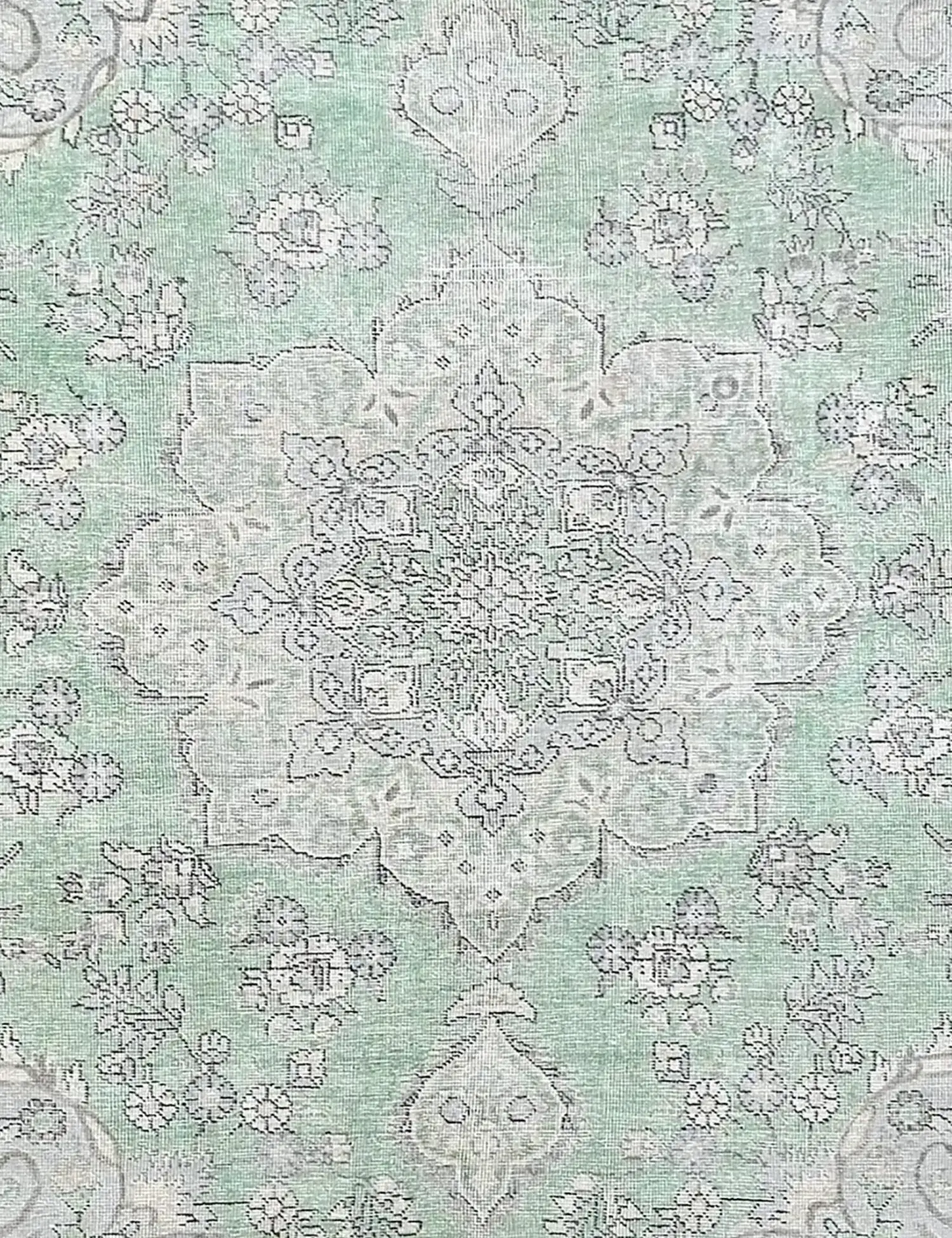Grün Persien Persischer Vintage Teppich 201 x 201 cm - Einzigartiger handgefertigter Teppich