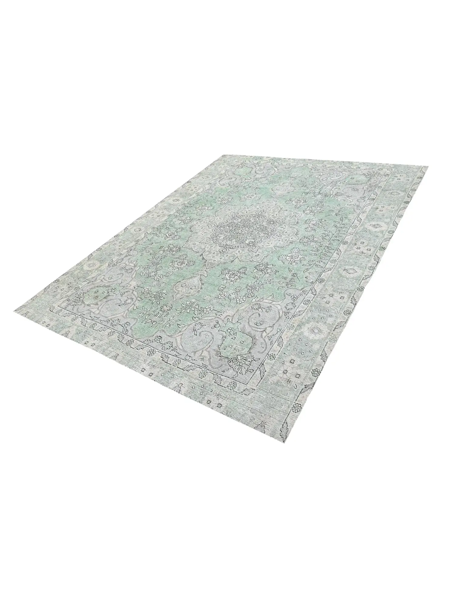 Grün Persien Persischer Vintage Teppich 250 x 201 cm - Einzigartiger handgefertigter Teppich
