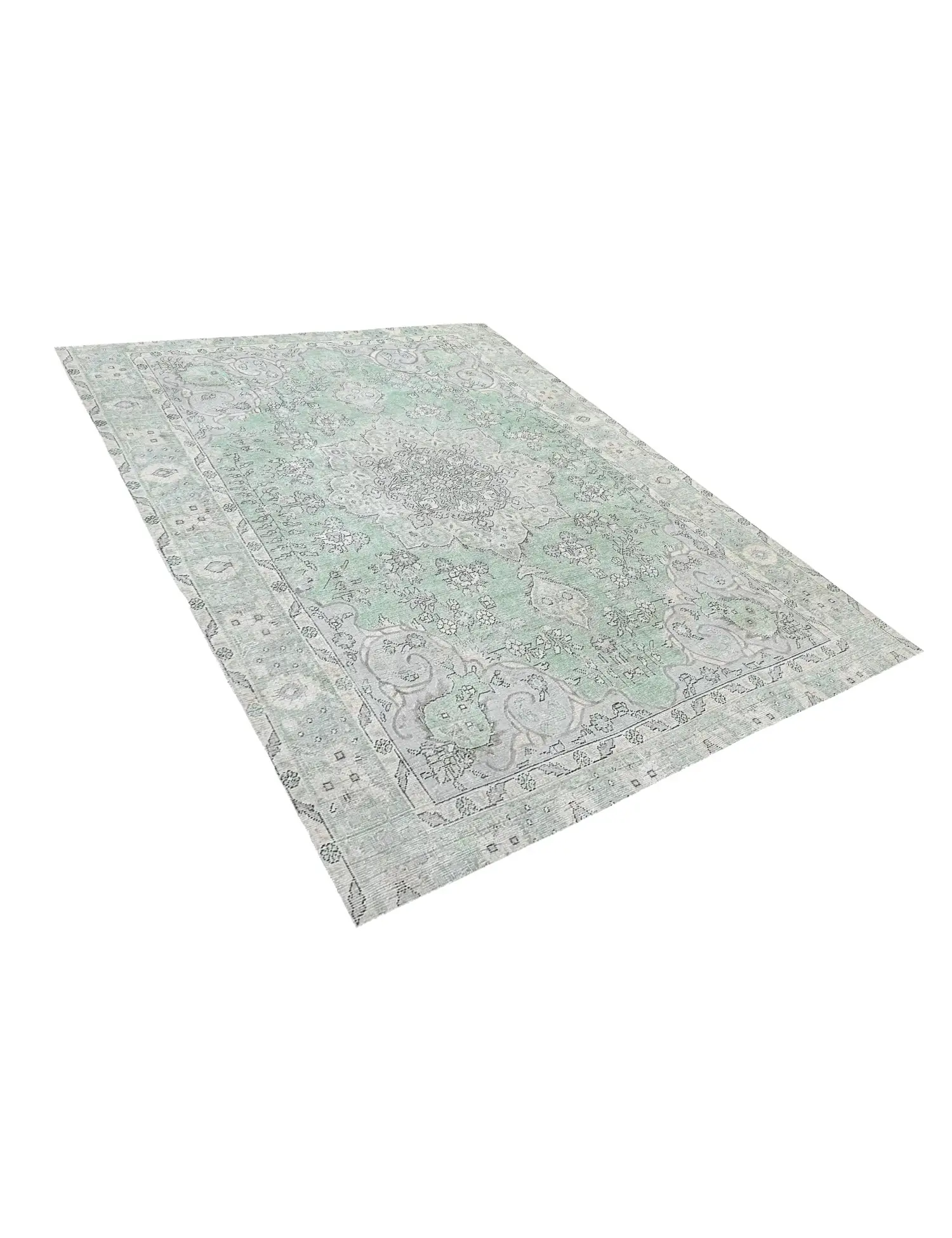 Grün Persien Persischer Vintage Teppich 250 x 201 cm - Einzigartiger handgefertigter Teppich