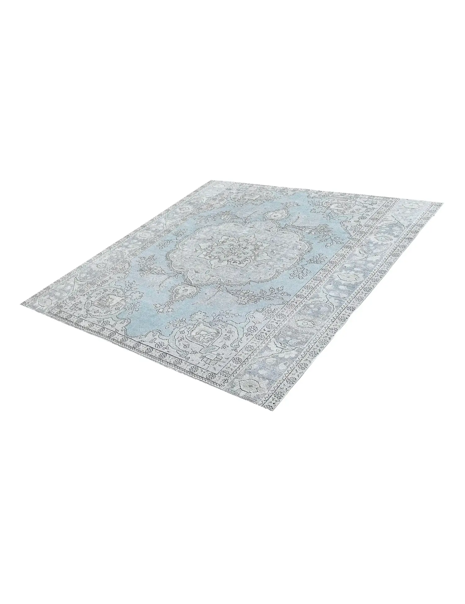 Blau Persien Persischer Vintage Teppich 201 x 201 cm - Einzigartiger handgefertigter Teppich