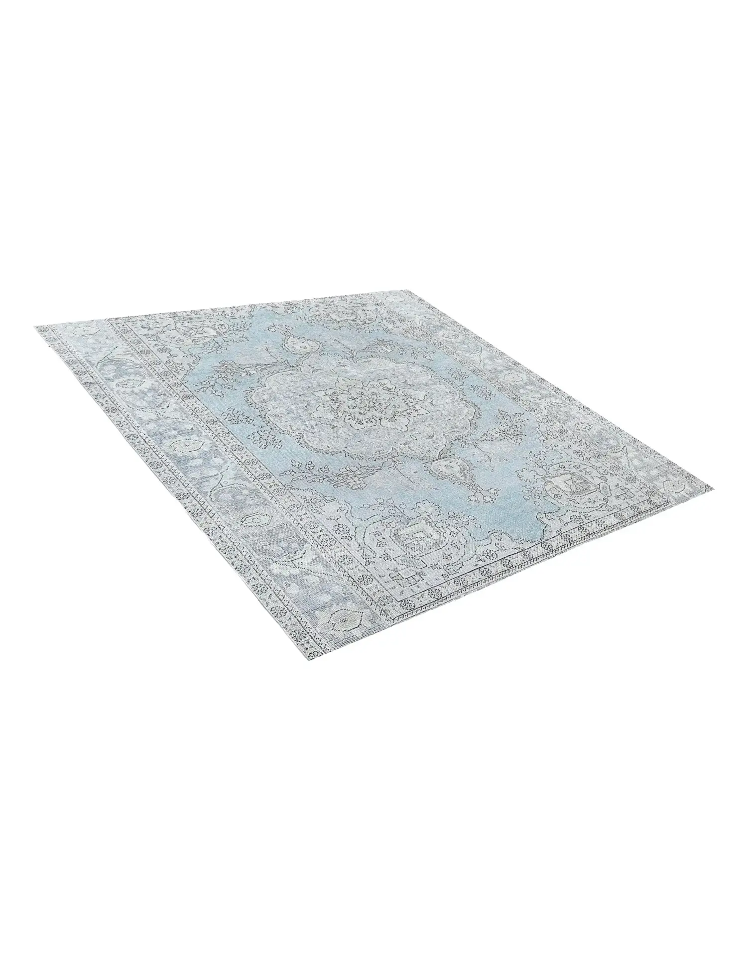 Blau Persien Persischer Vintage Teppich 201 x 201 cm - Einzigartiger handgefertigter Teppich