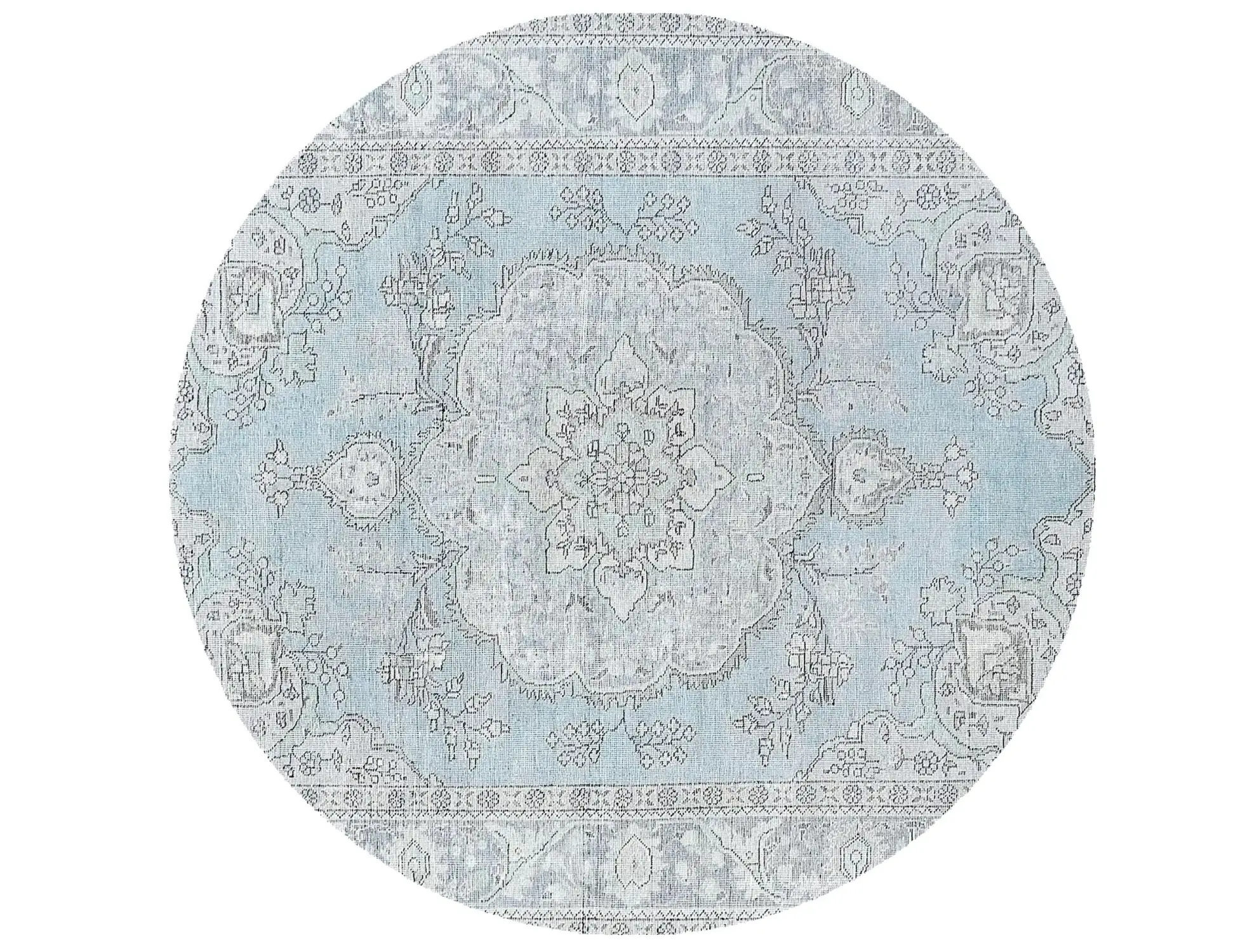 Blau Persien Persischer Vintage Teppich 201 x 201 cm - Einzigartiger handgefertigter Teppich