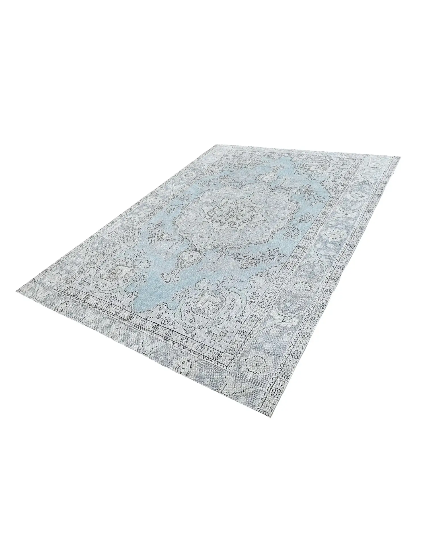 Blau Persien Persischer Vintage Teppich 250 x 201 cm - Einzigartiger handgefertigter Teppich