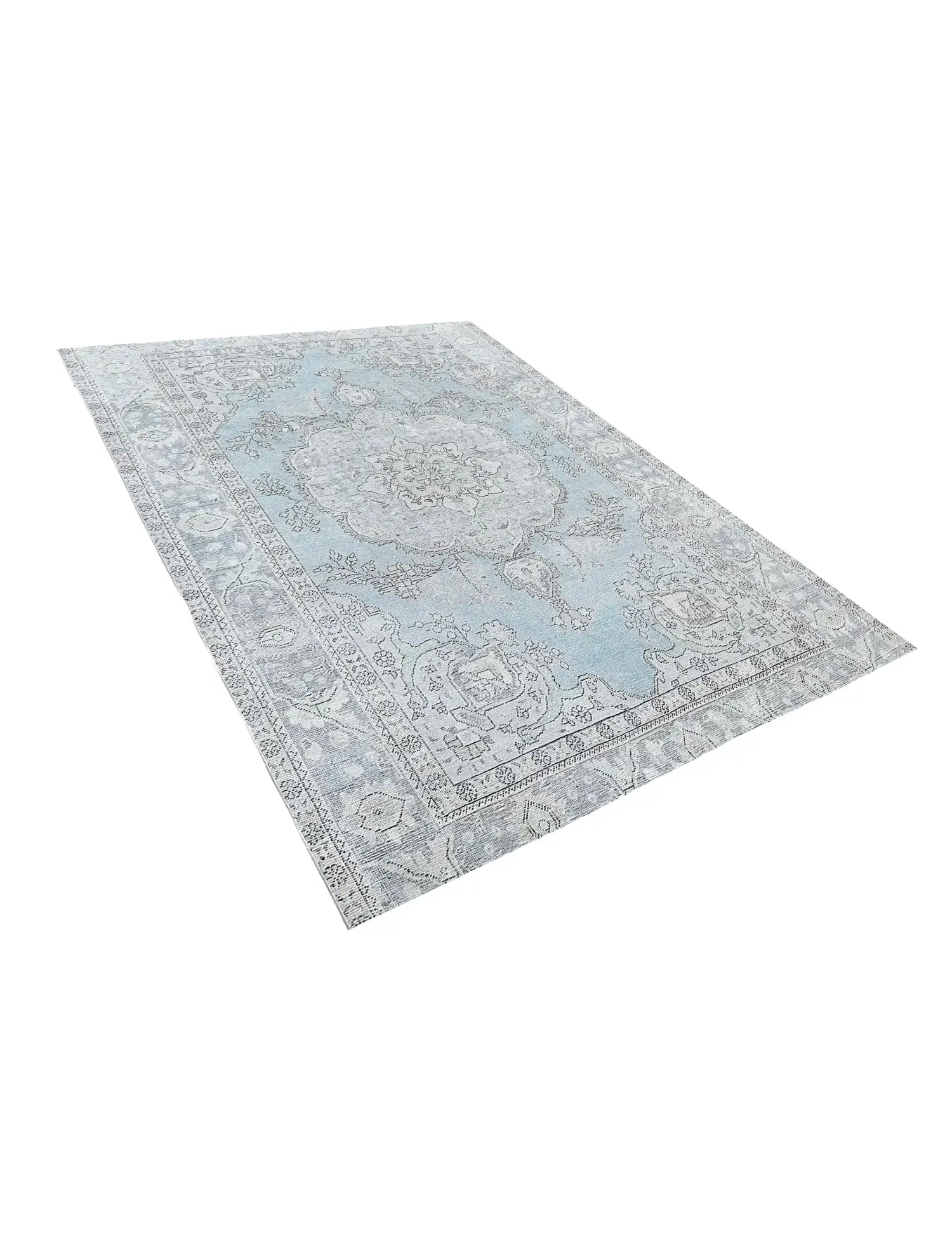 Blau Persien Persischer Vintage Teppich 250 x 201 cm - Einzigartiger handgefertigter Teppich