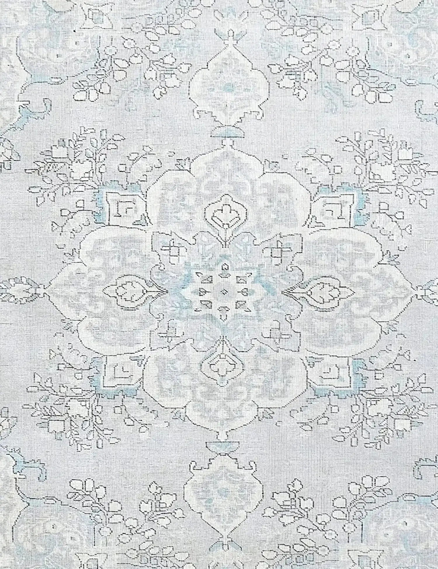 Grau Persien Persischer Vintage Teppich 198 x 198 cm - Einzigartiger handgefertigter Teppich