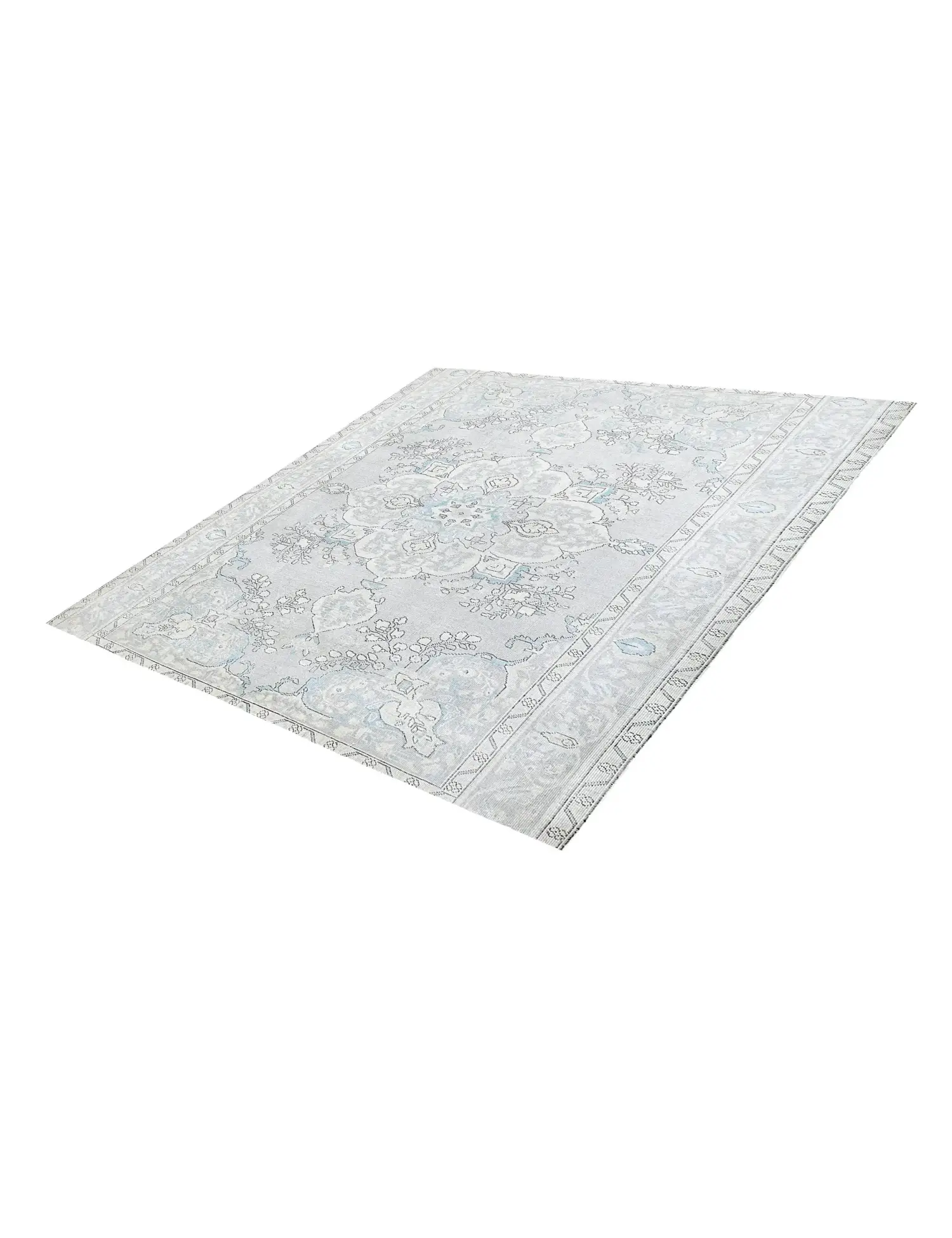 Grau Persien Persischer Vintage Teppich 198 x 198 cm - Einzigartiger handgefertigter Teppich