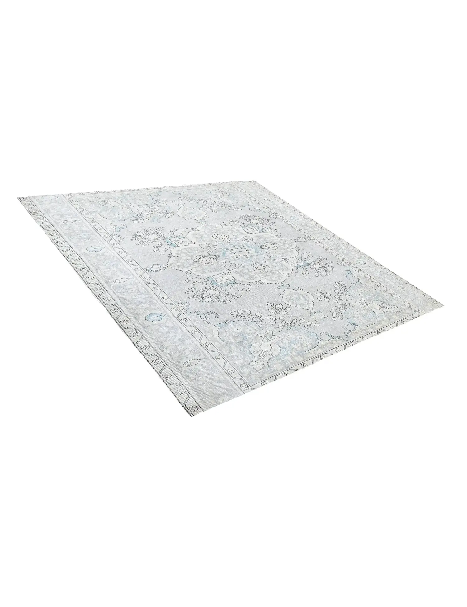 Grau Persien Persischer Vintage Teppich 198 x 198 cm - Einzigartiger handgefertigter Teppich