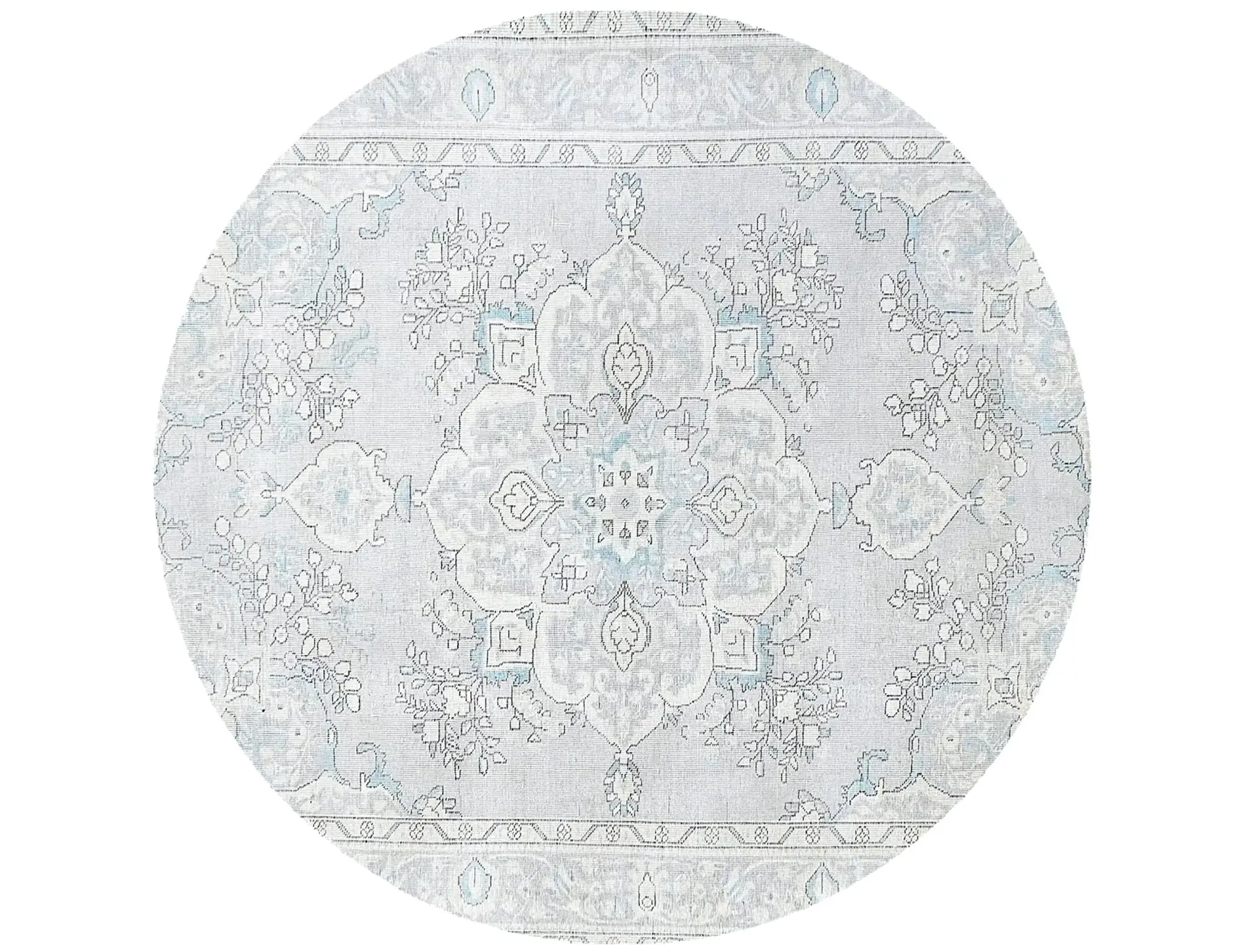 Grau Persien Persischer Vintage Teppich 198 x 198 cm - Einzigartiger handgefertigter Teppich