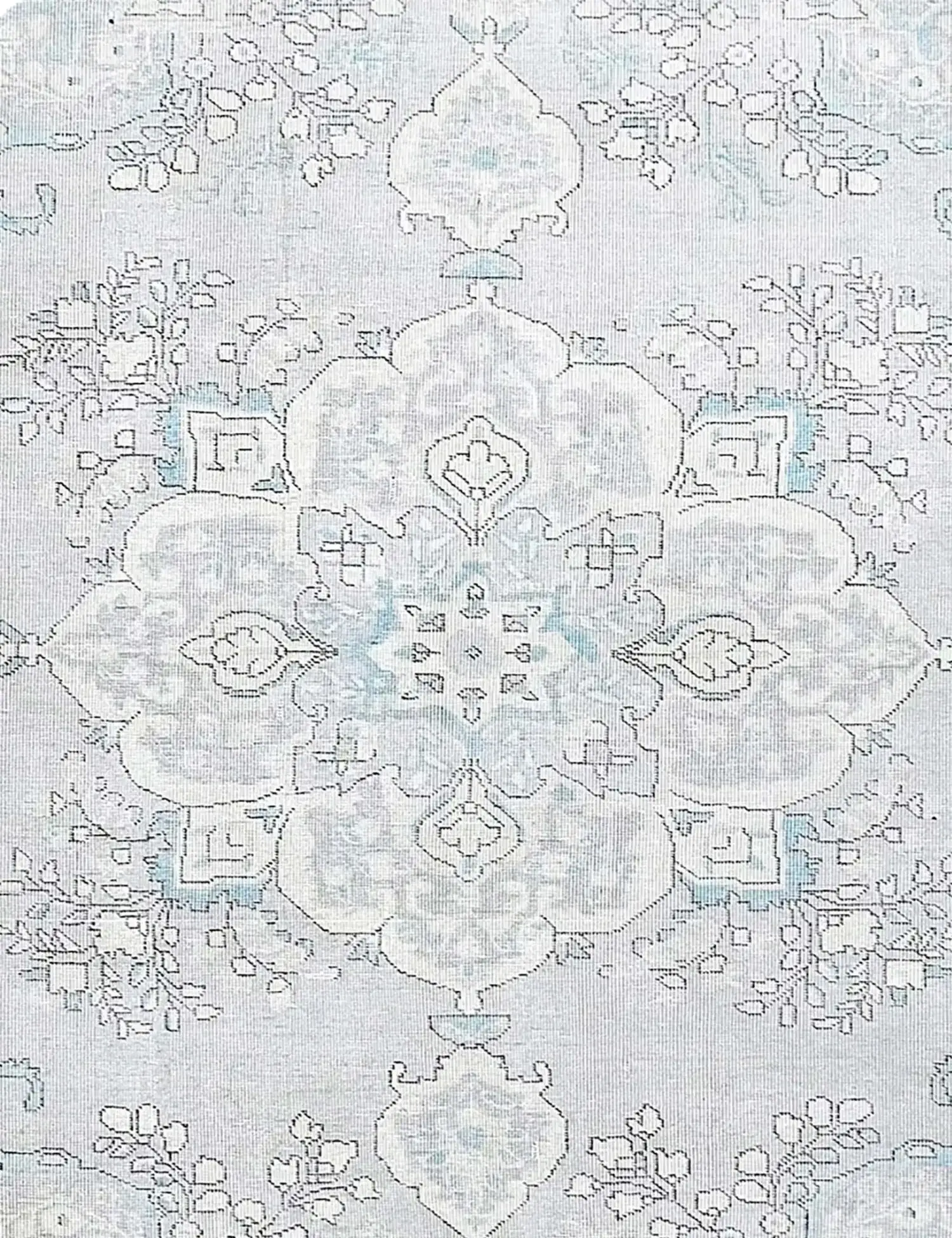 Grau Persien Persischer Vintage Teppich 198 x 198 cm - Einzigartiger handgefertigter Teppich