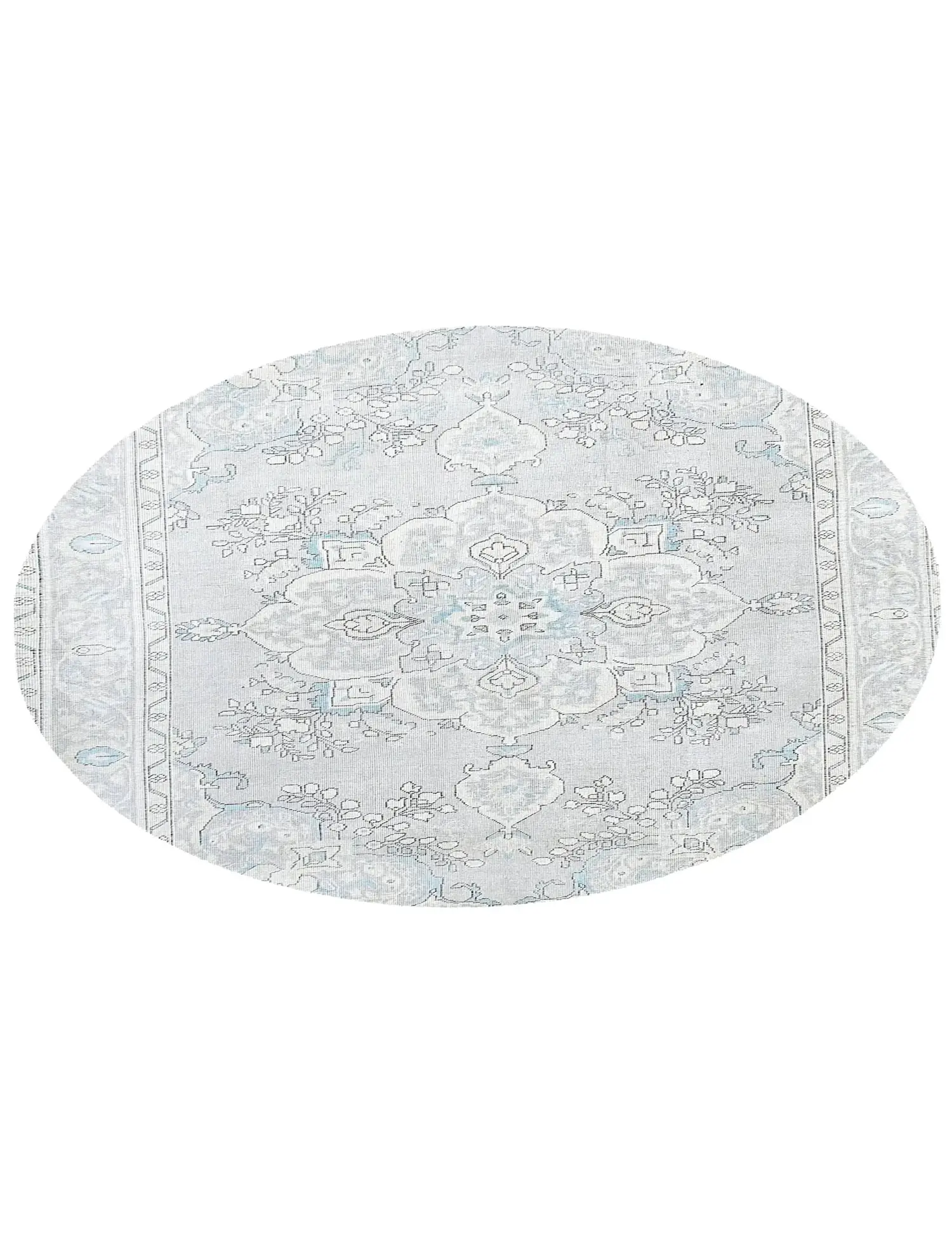Grau Persien Persischer Vintage Teppich 198 x 198 cm - Einzigartiger handgefertigter Teppich