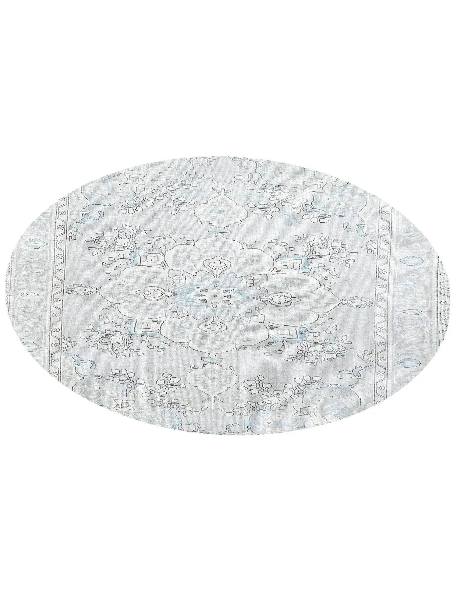 Grau Persien Persischer Vintage Teppich 198 x 198 cm - Einzigartiger handgefertigter Teppich
