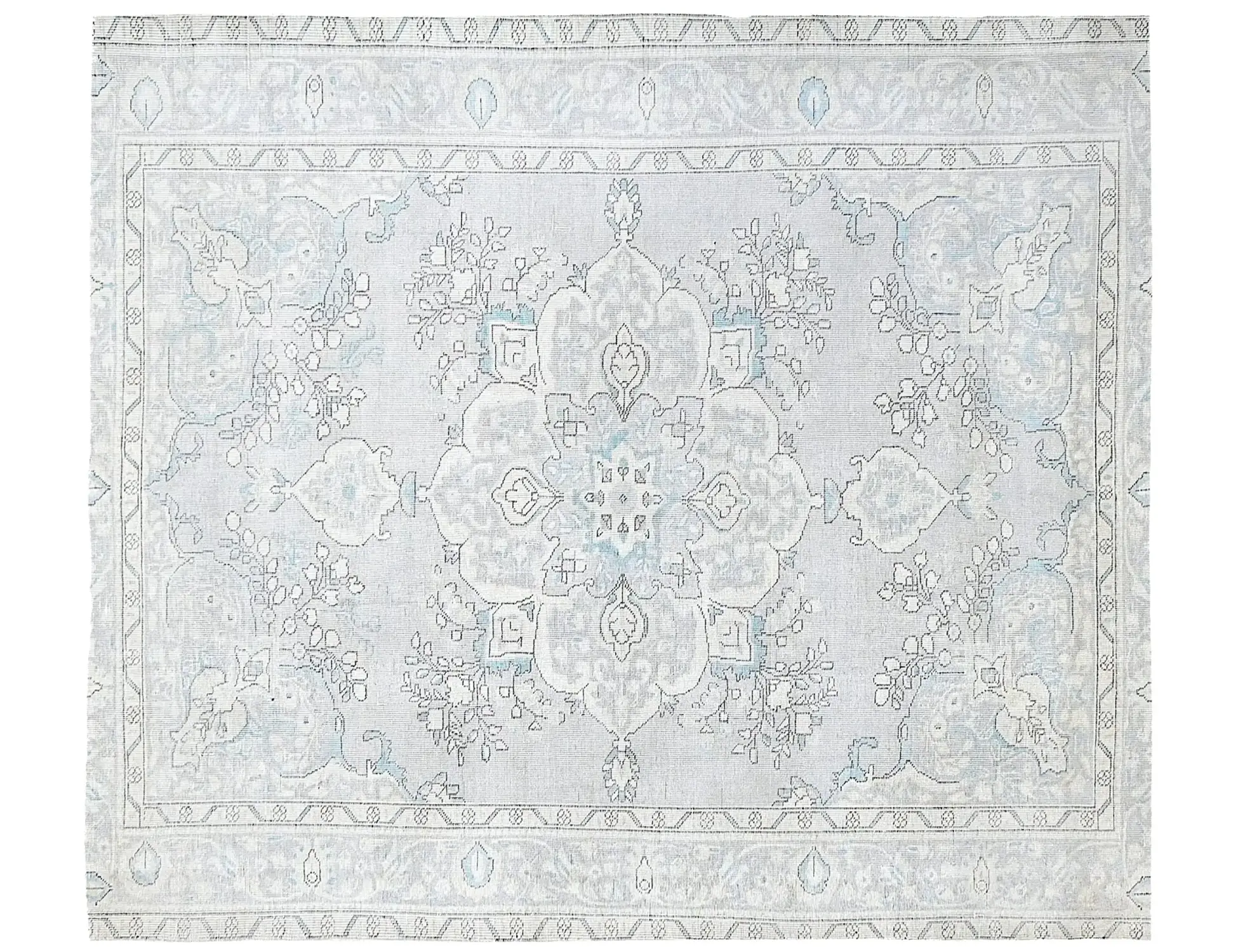Grau Persien Persischer Vintage Teppich 250 x 198 cm - Einzigartiger handgefertigter Teppich