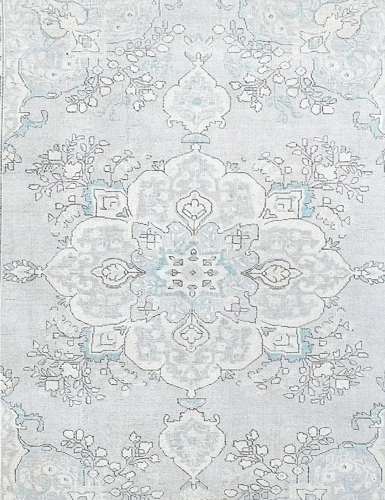 Grau Persien Persischer Vintage Teppich 250 x 198 cm - Einzigartiger handgefertigter Teppich