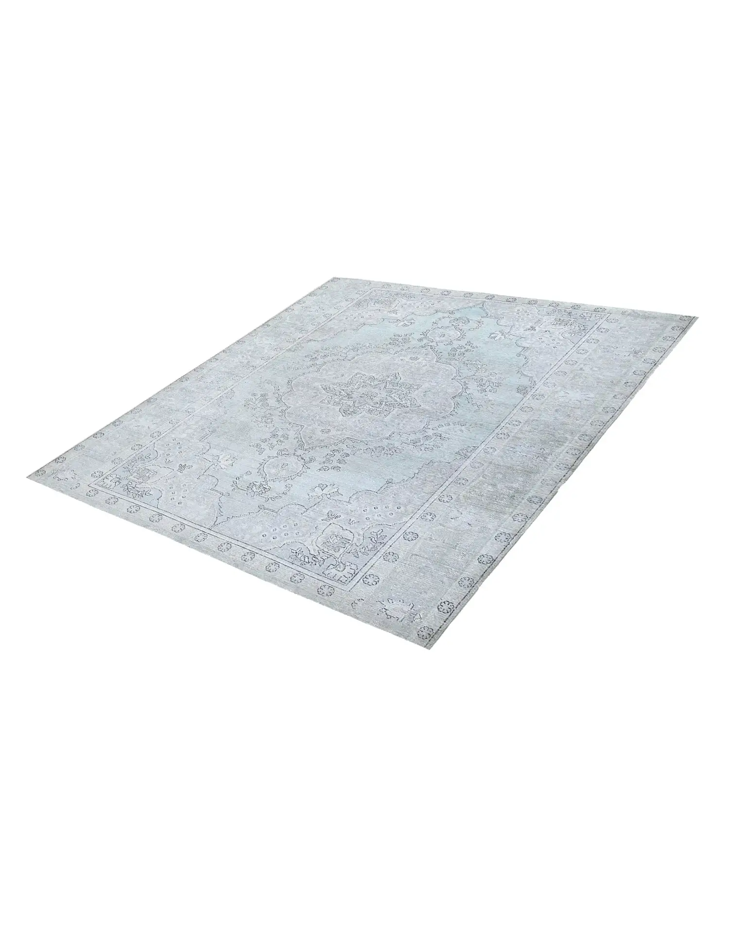Blau Persien Persischer Vintage Teppich 197 x 197 cm - Einzigartiger handgefertigter Teppich