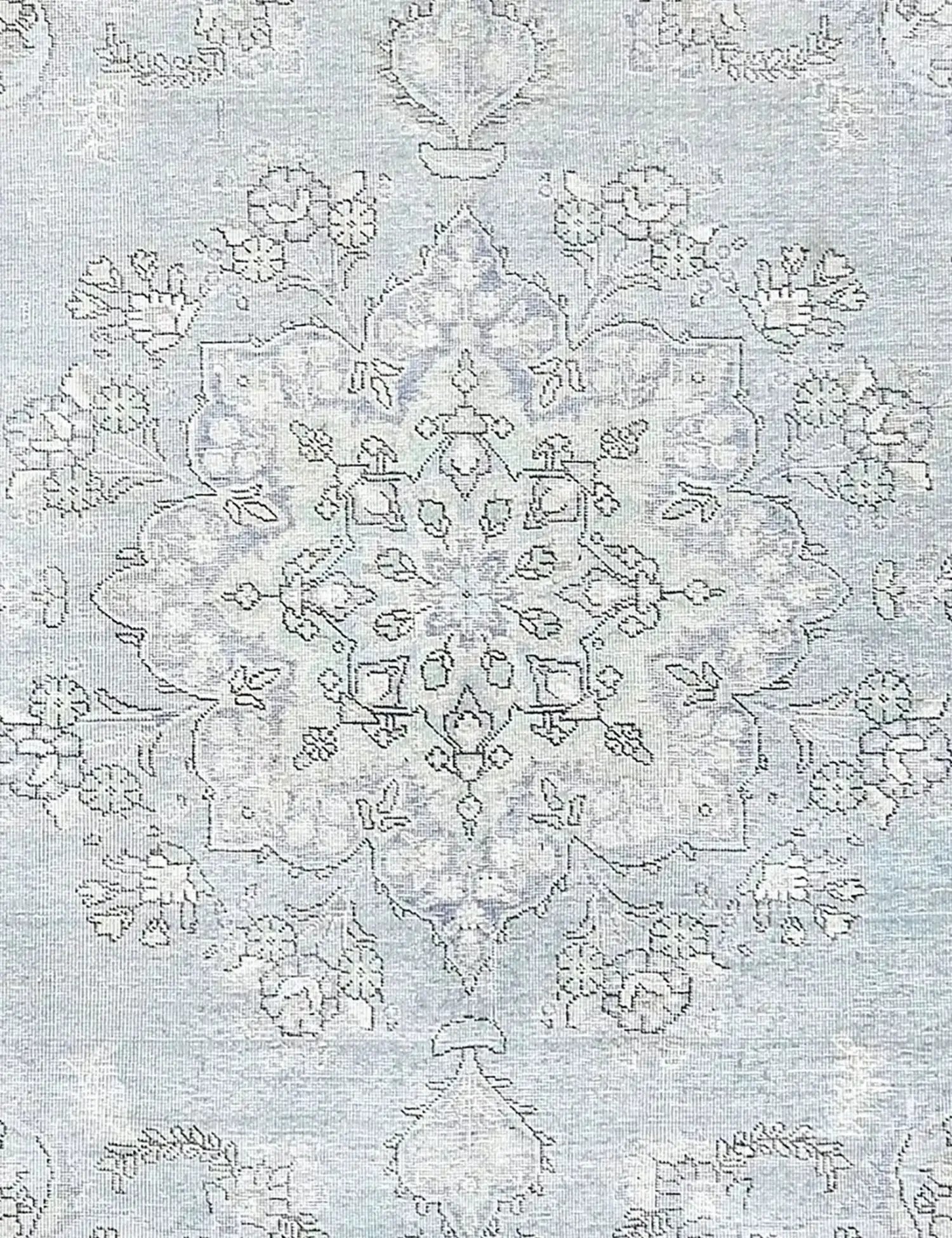 Blau Persien Persischer Vintage Teppich 204 x 204 cm - Einzigartiger handgefertigter Teppich