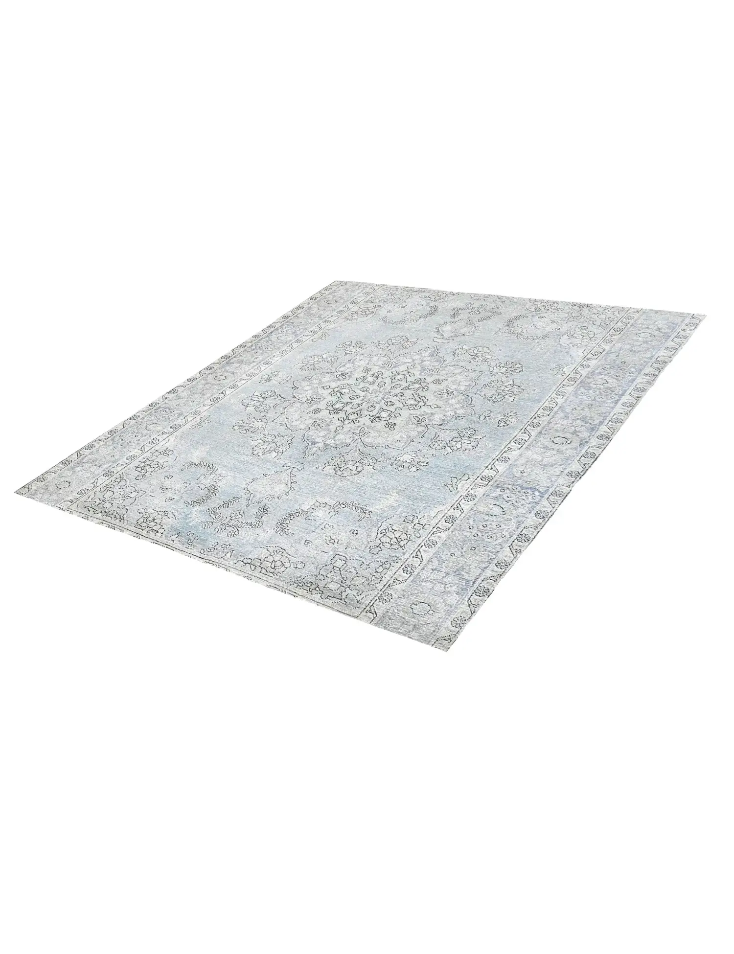 Blau Persien Persischer Vintage Teppich 204 x 204 cm - Einzigartiger handgefertigter Teppich