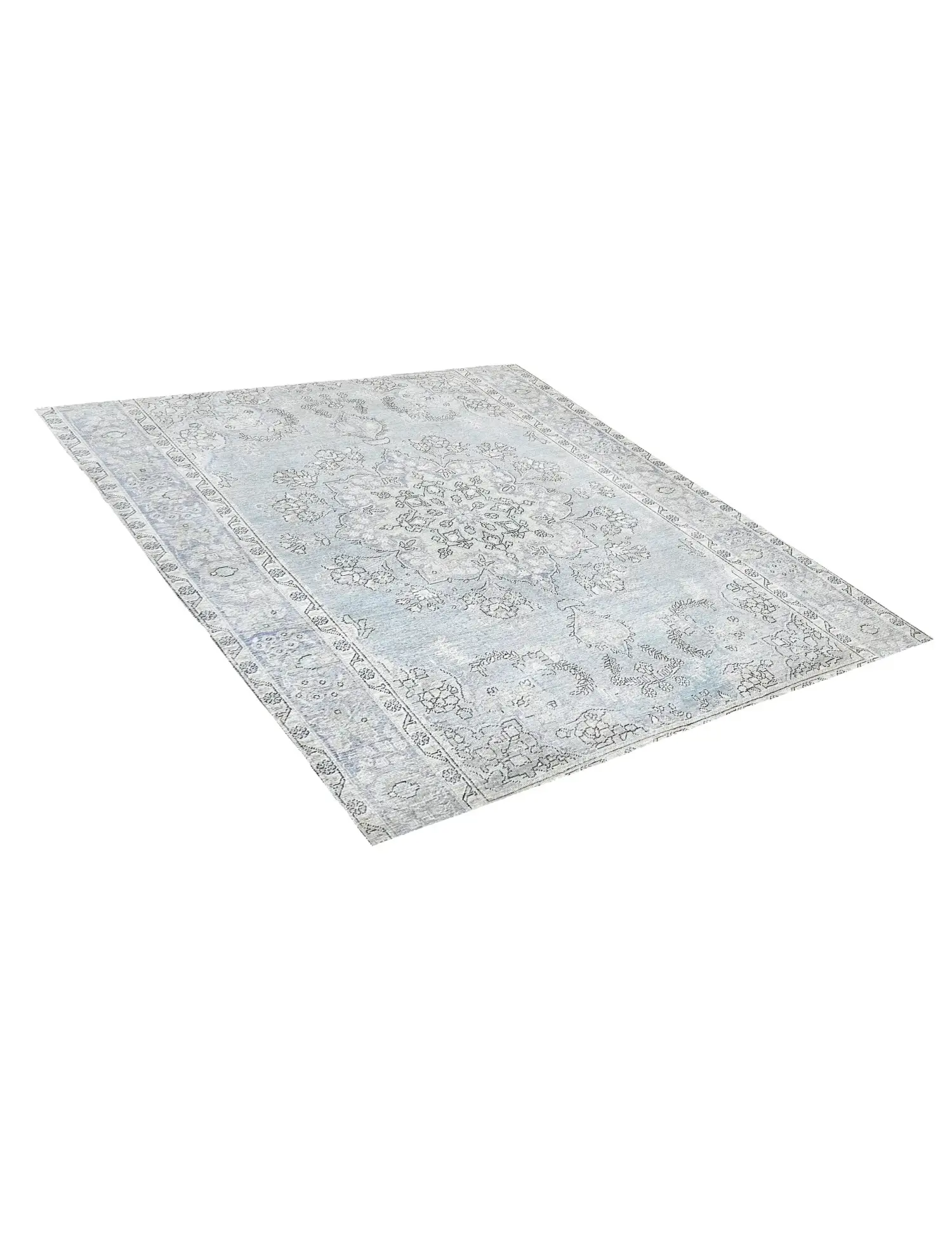 Blau Persien Persischer Vintage Teppich 204 x 204 cm - Einzigartiger handgefertigter Teppich