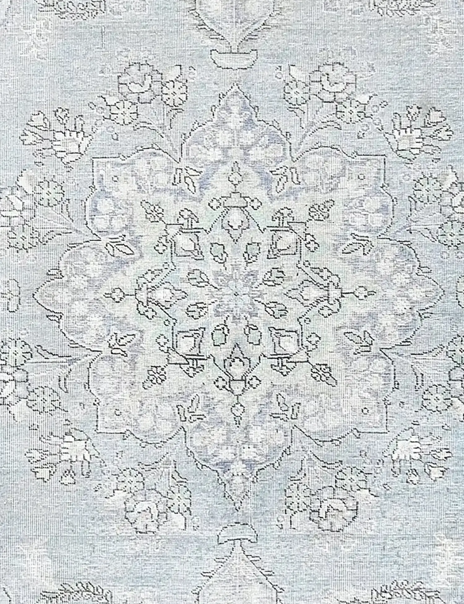 Blau Persien Persischer Vintage Teppich 204 x 204 cm - Einzigartiger handgefertigter Teppich