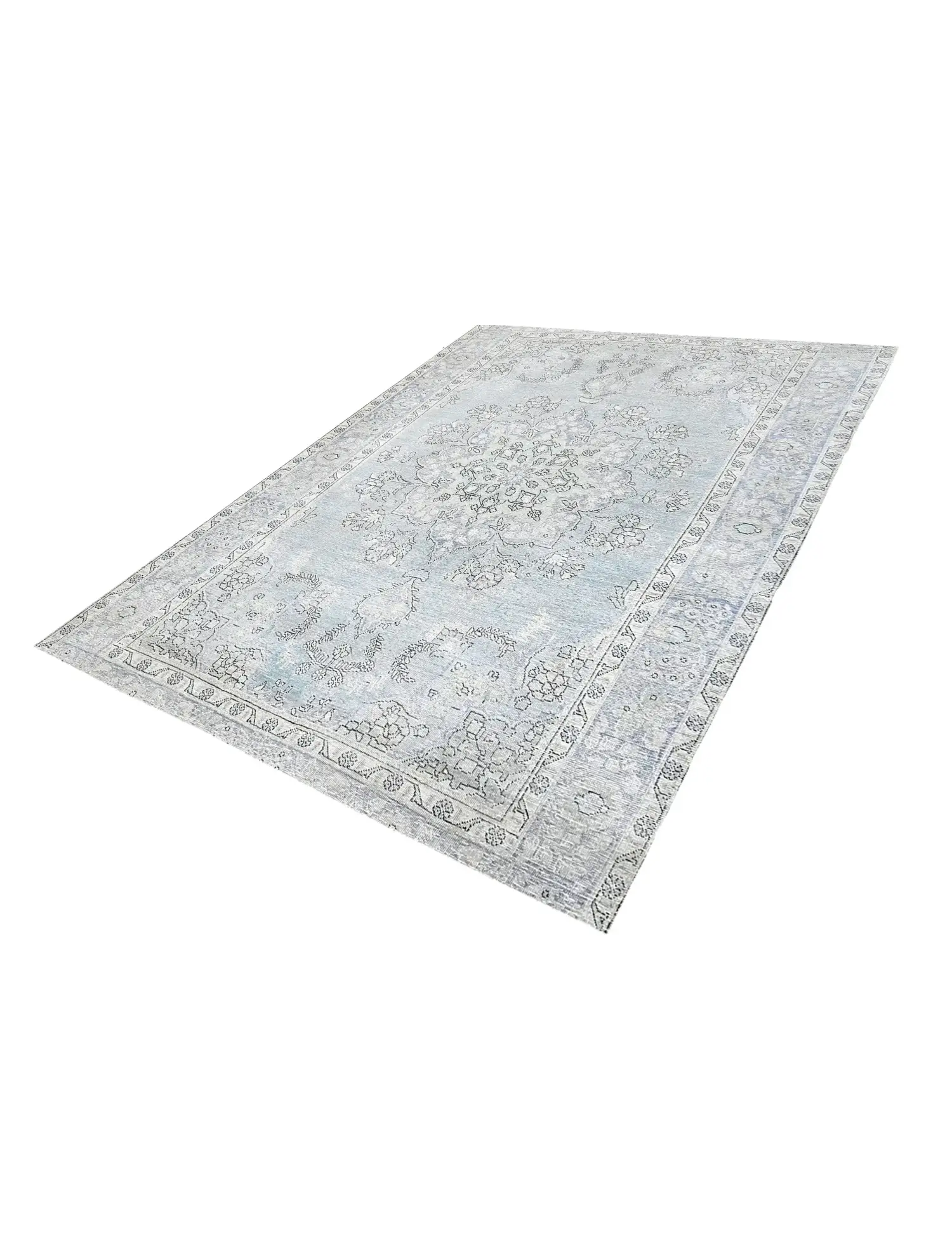 Blau Persien Persischer Vintage Teppich 250 x 204 cm - Einzigartiger handgefertigter Teppich