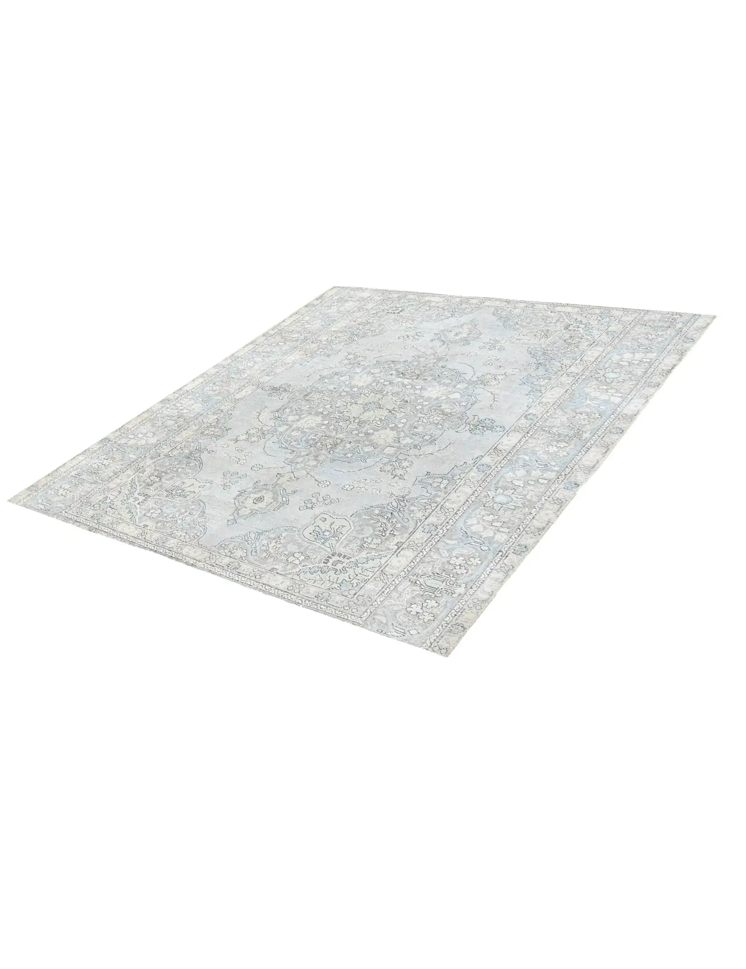 Blau Persien Persischer Vintage Teppich 203 x 203 cm - Einzigartiger handgefertigter Teppich