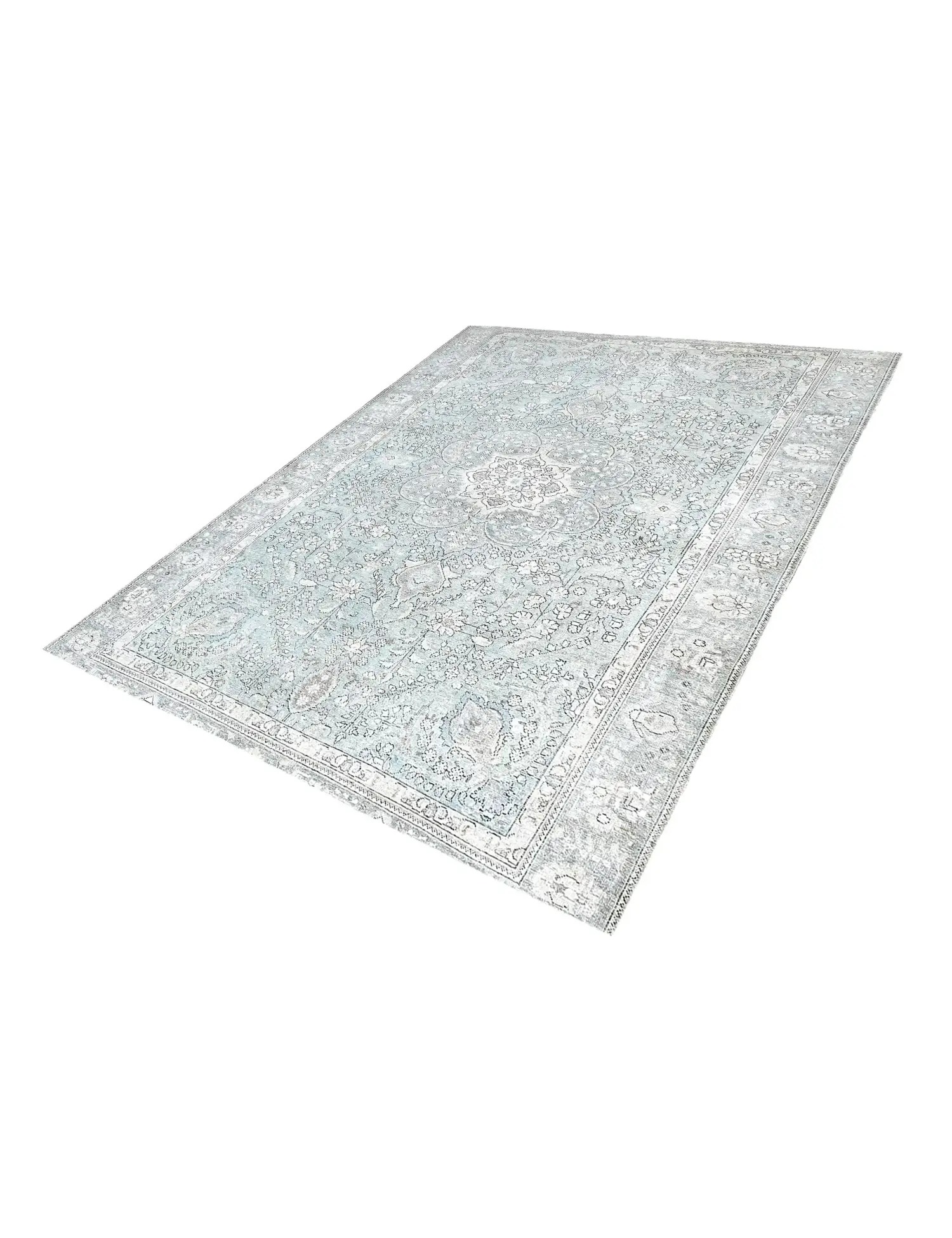 Blau Persien Persischer Vintage Teppich 250 x 197 cm - Einzigartiger handgefertigter Teppich