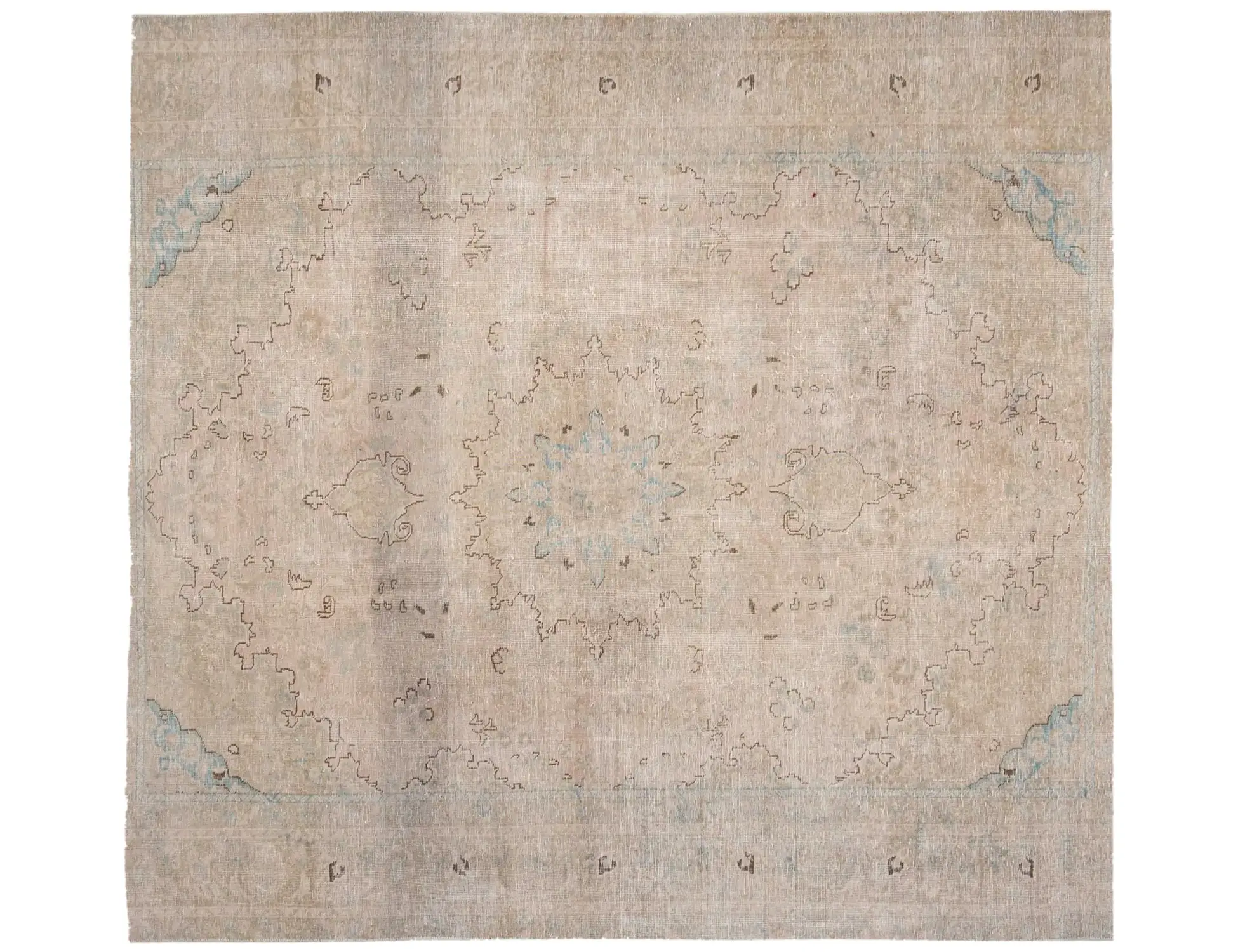 Beige Persien Persischer Vintage Teppich 186 x 186 cm - Einzigartiger handgefertigter Teppich