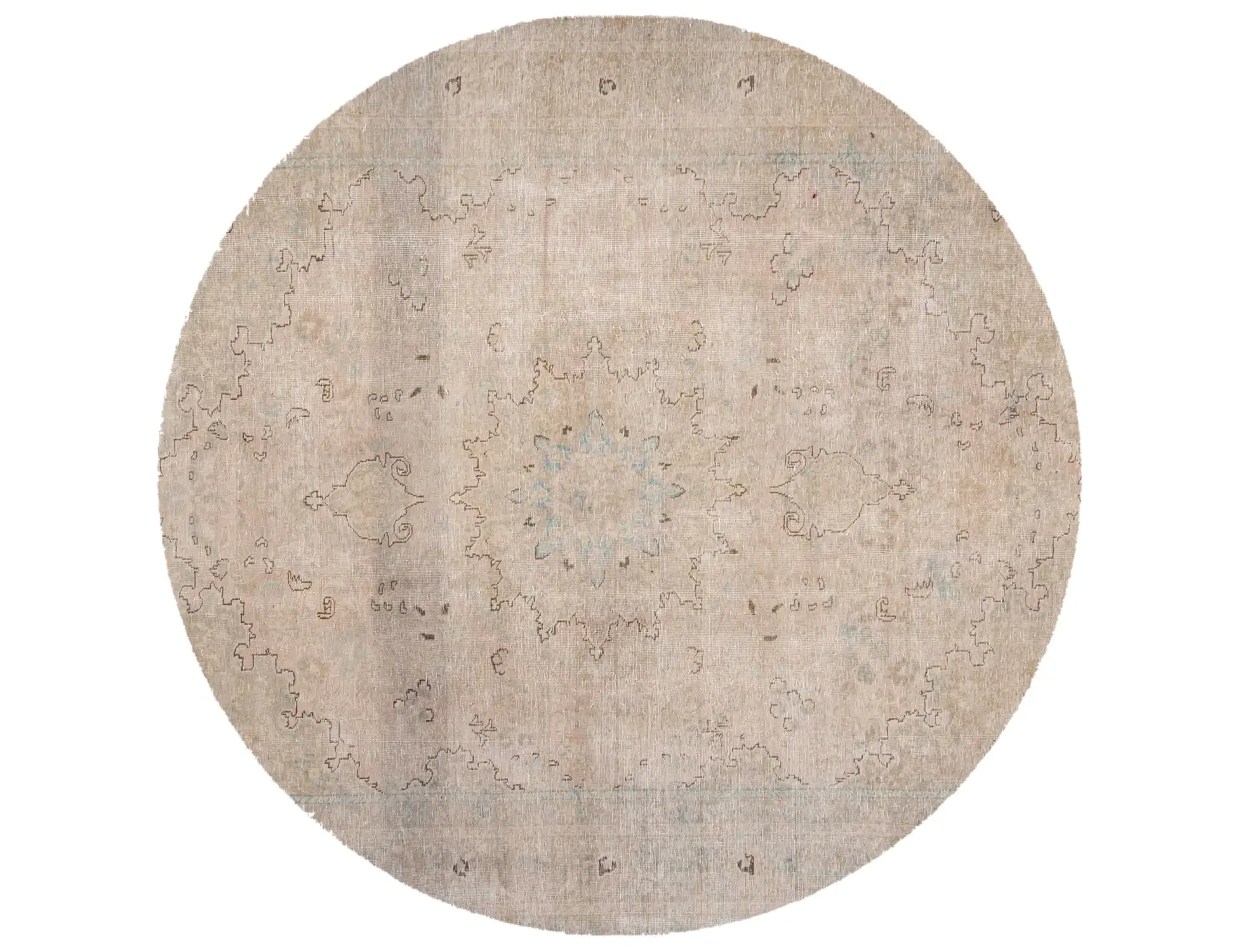 Beige Persien Persischer Vintage Teppich 186 x 186 cm - Einzigartiger handgefertigter Teppich