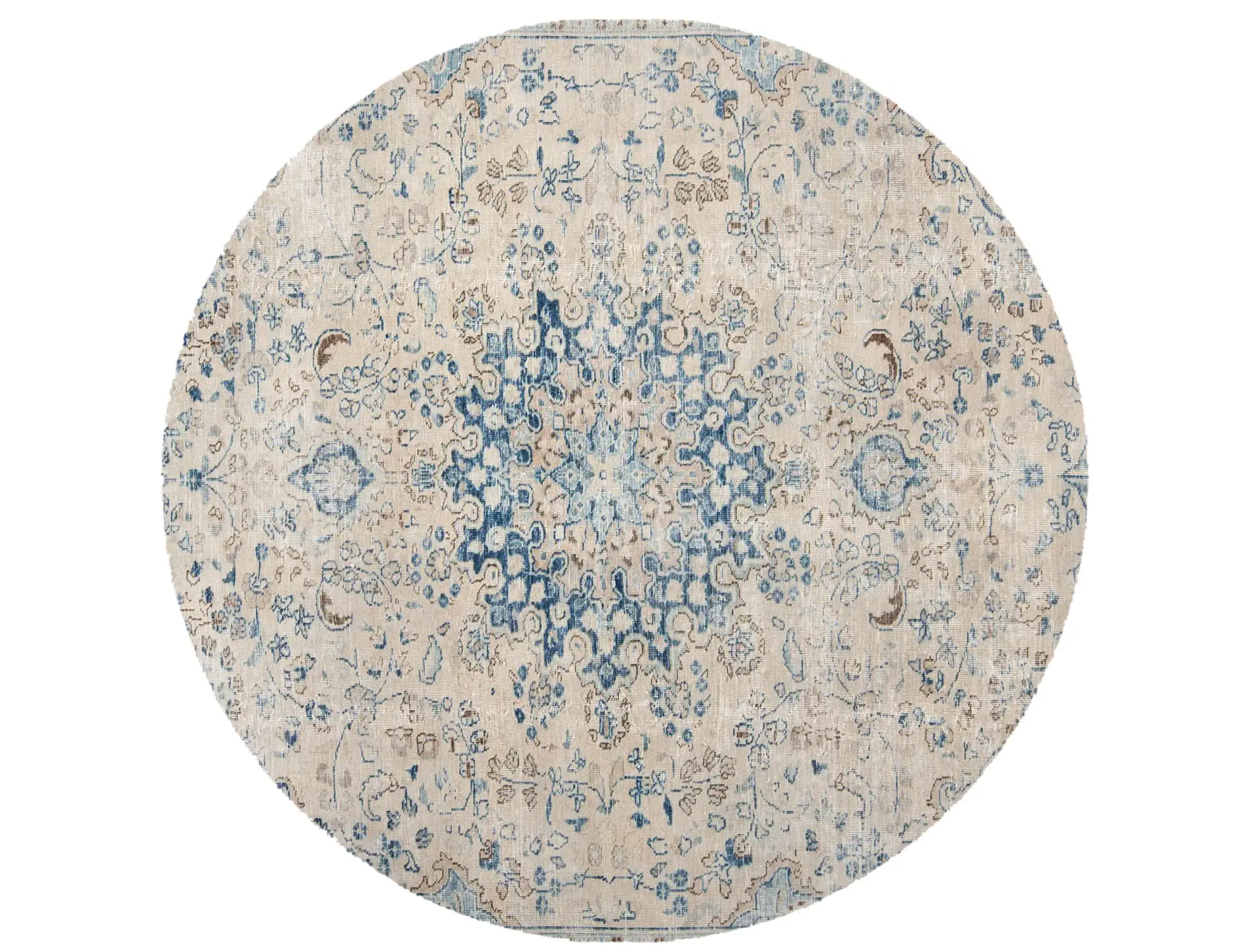 Beige Persien Persischer Vintage Teppich 157 x 157 cm - Einzigartiger handgefertigter Teppich