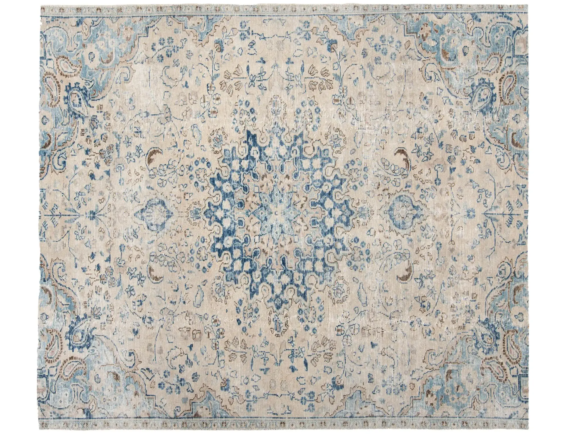 Beige Persien Persischer Vintage Teppich 210 x 157 cm - Einzigartiger handgefertigter Teppich